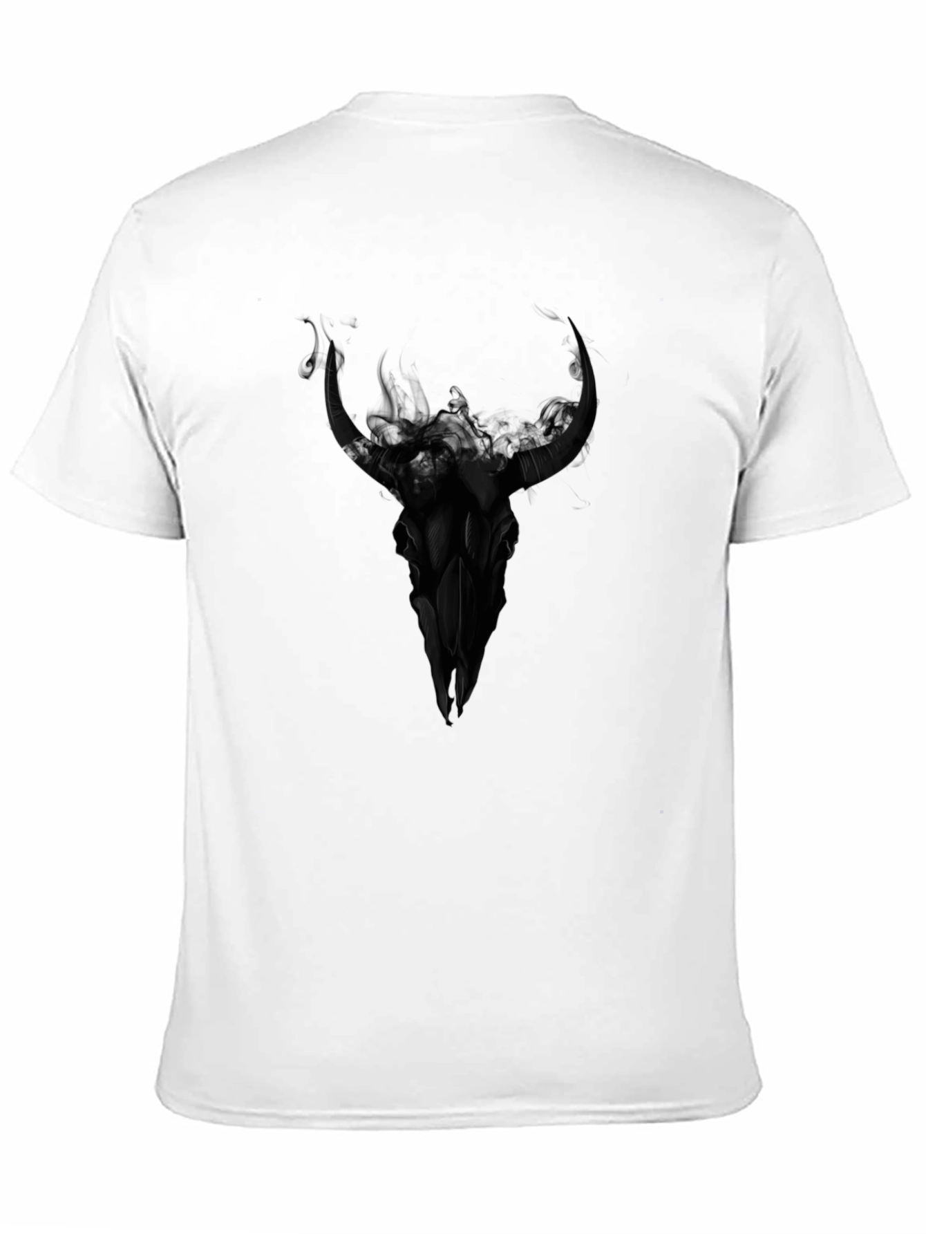 Black Black Bull Skull Graphic Tee - Dark Aesthetic T-Shirt view 11