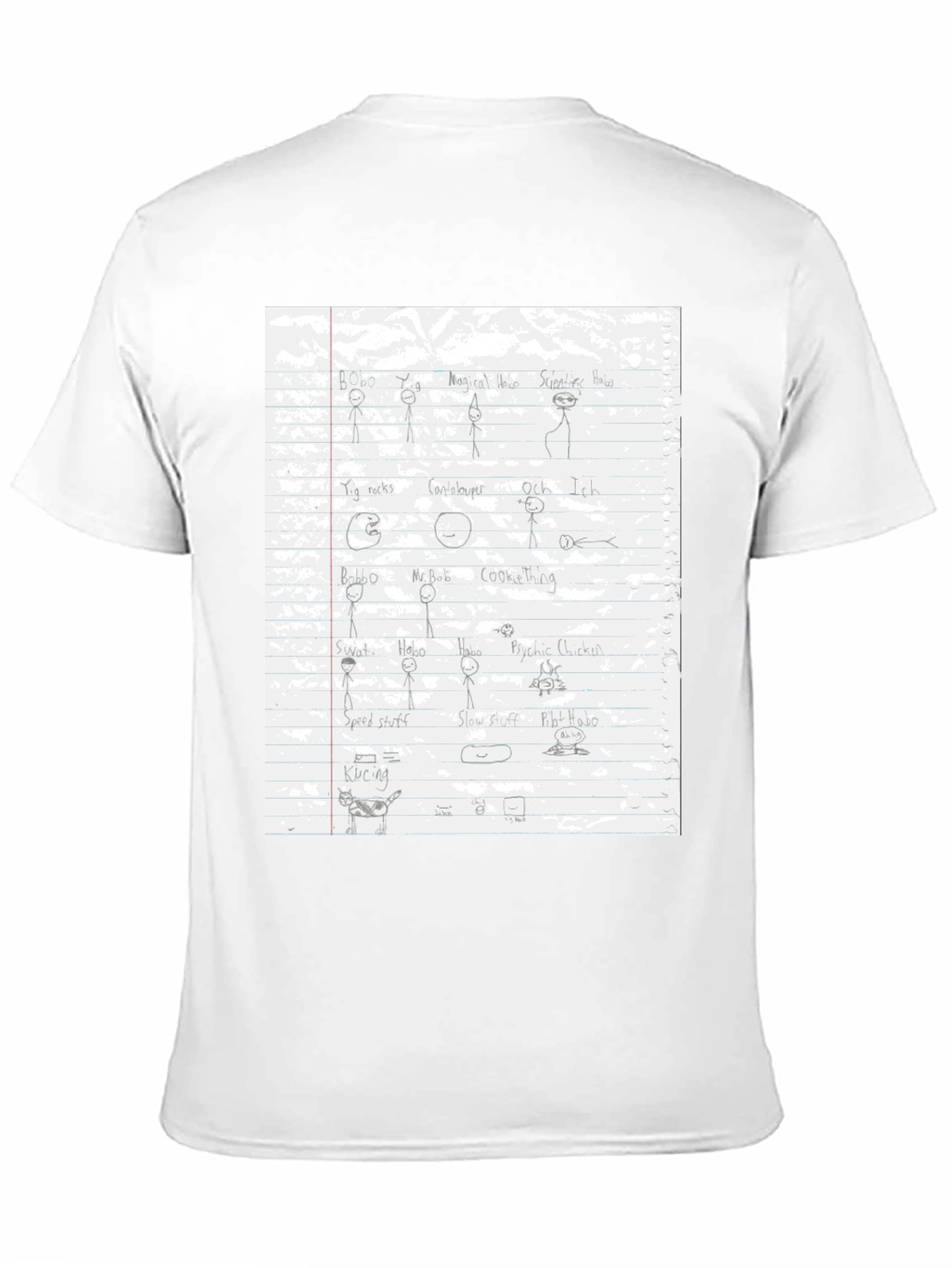 Black Hand-Drawn Doodle Tee - Stick Figures & Quirky Art view 11