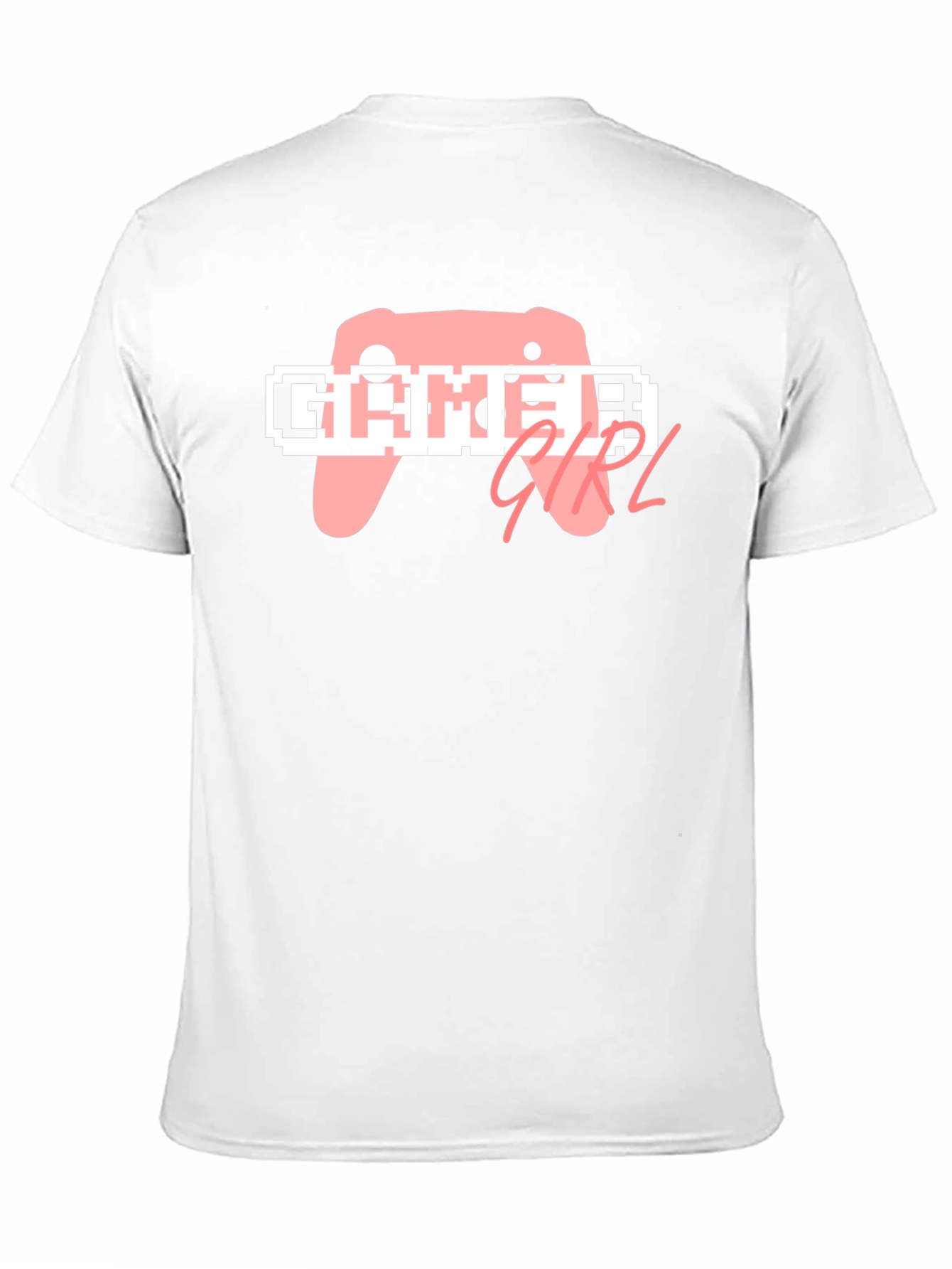 Black Gamer Girl T-Shirt - Black Cotton Tee, Pink Controller Design view 11
