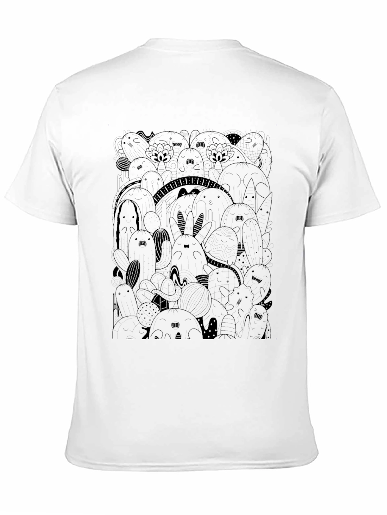 Black Men's Black Doodle Graphic Print T-Shirt view 11