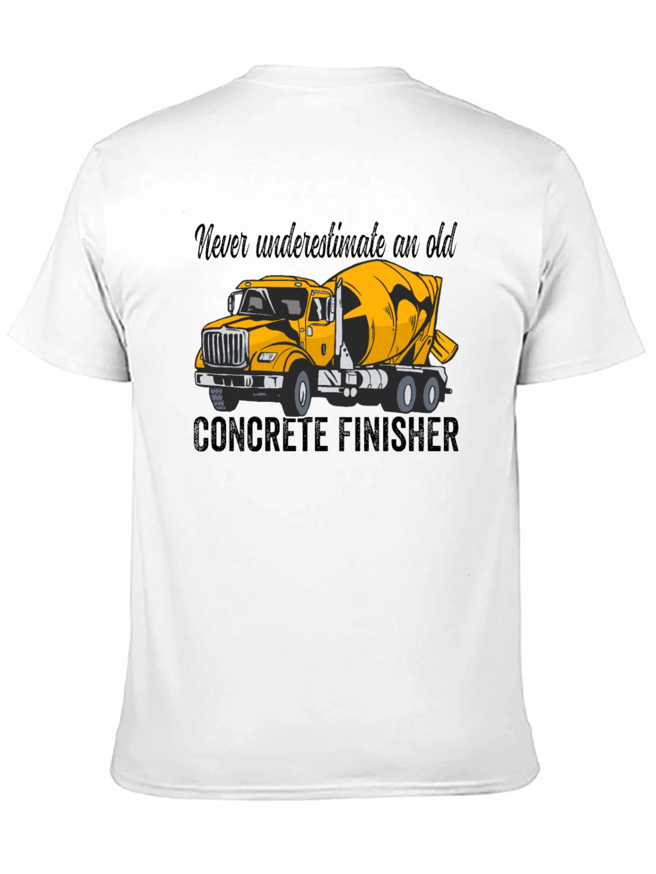 Black Concrete Finisher T-Shirt - Yellow Truck Graphic Tee view 11