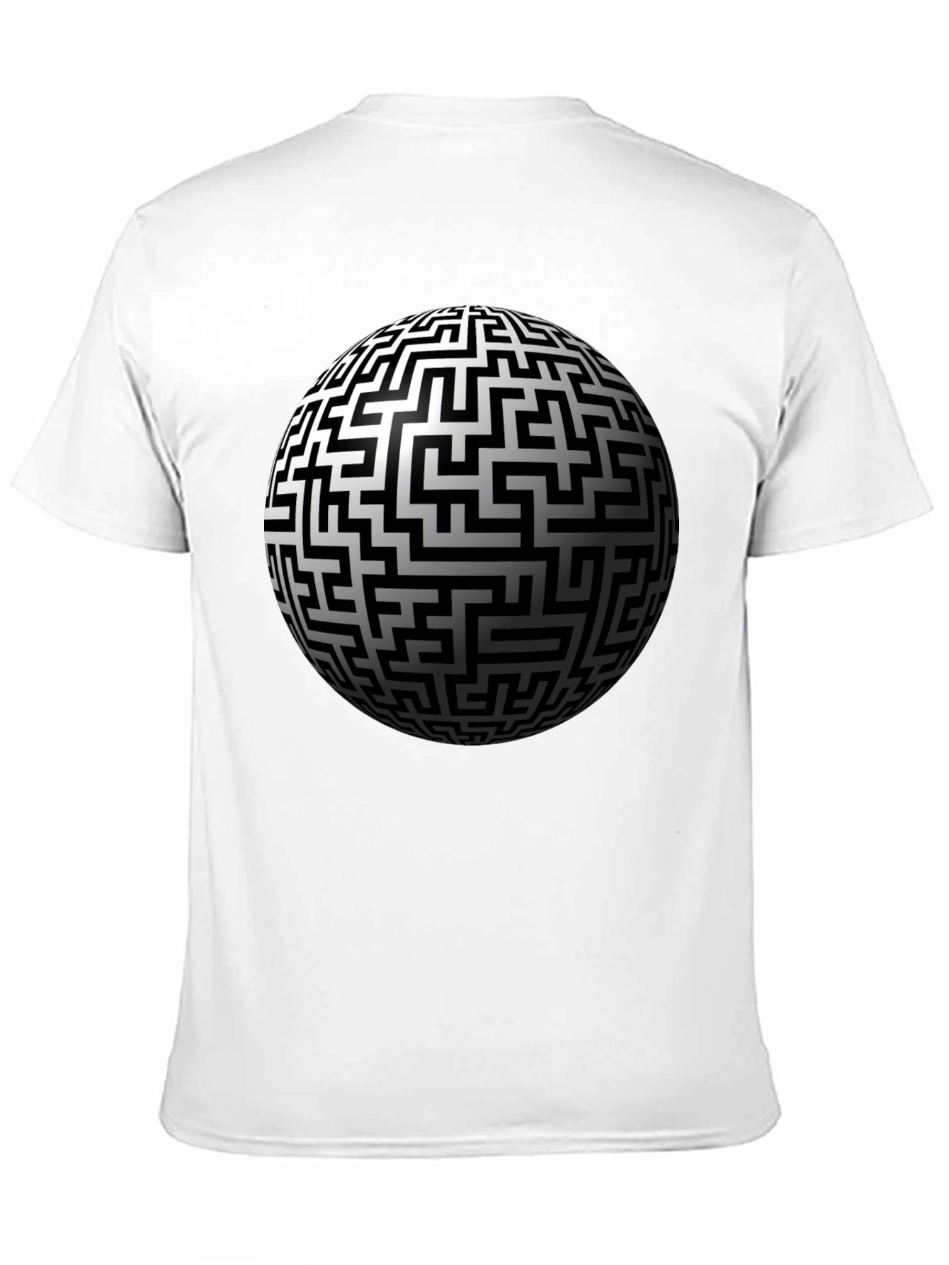 Black Maze Sphere Graphic Tee - Black Cotton Casual Wear view 11