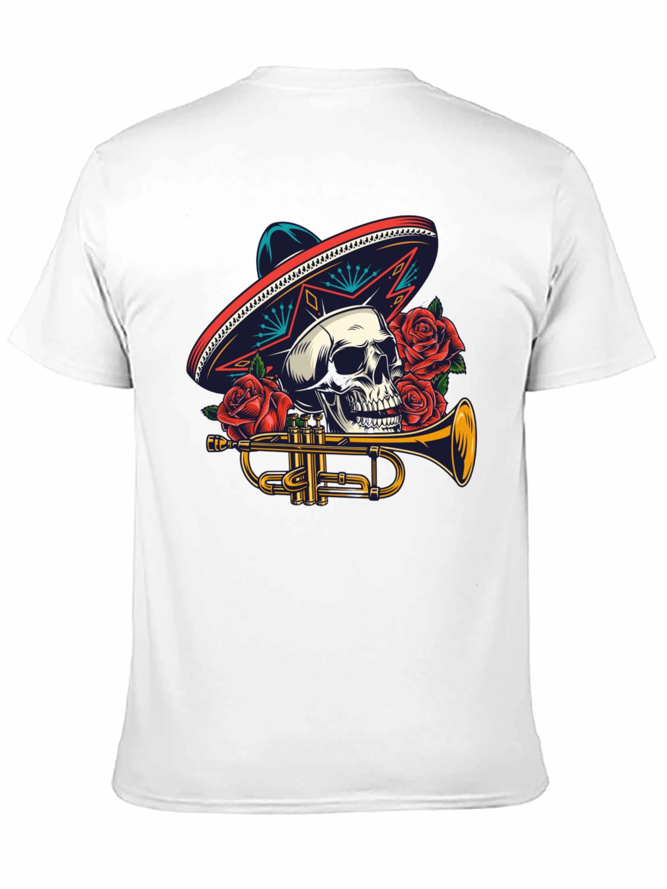 Black Skull Sombrero Trumpet Graphic Tee view 11
