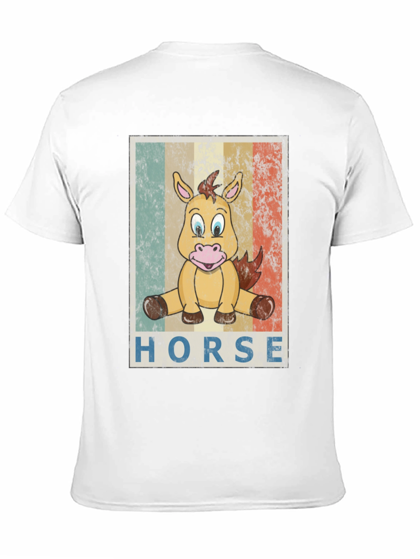 Black Cartoon Horse Graphic Tee - Unisex Black T-Shirt view 11