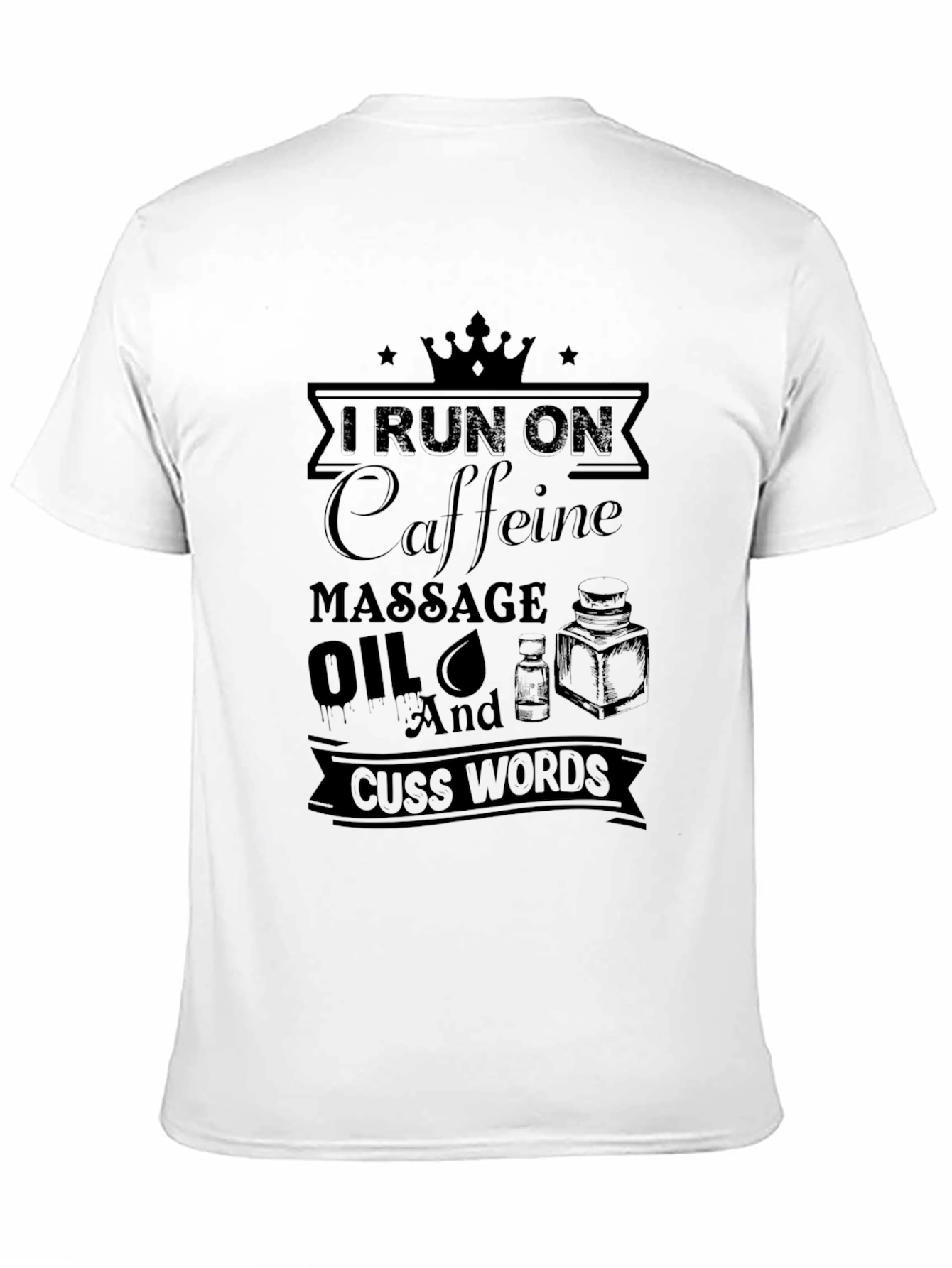 Black Funny Massage Therapist T-Shirt - Caffeine & Cuss Words view 11