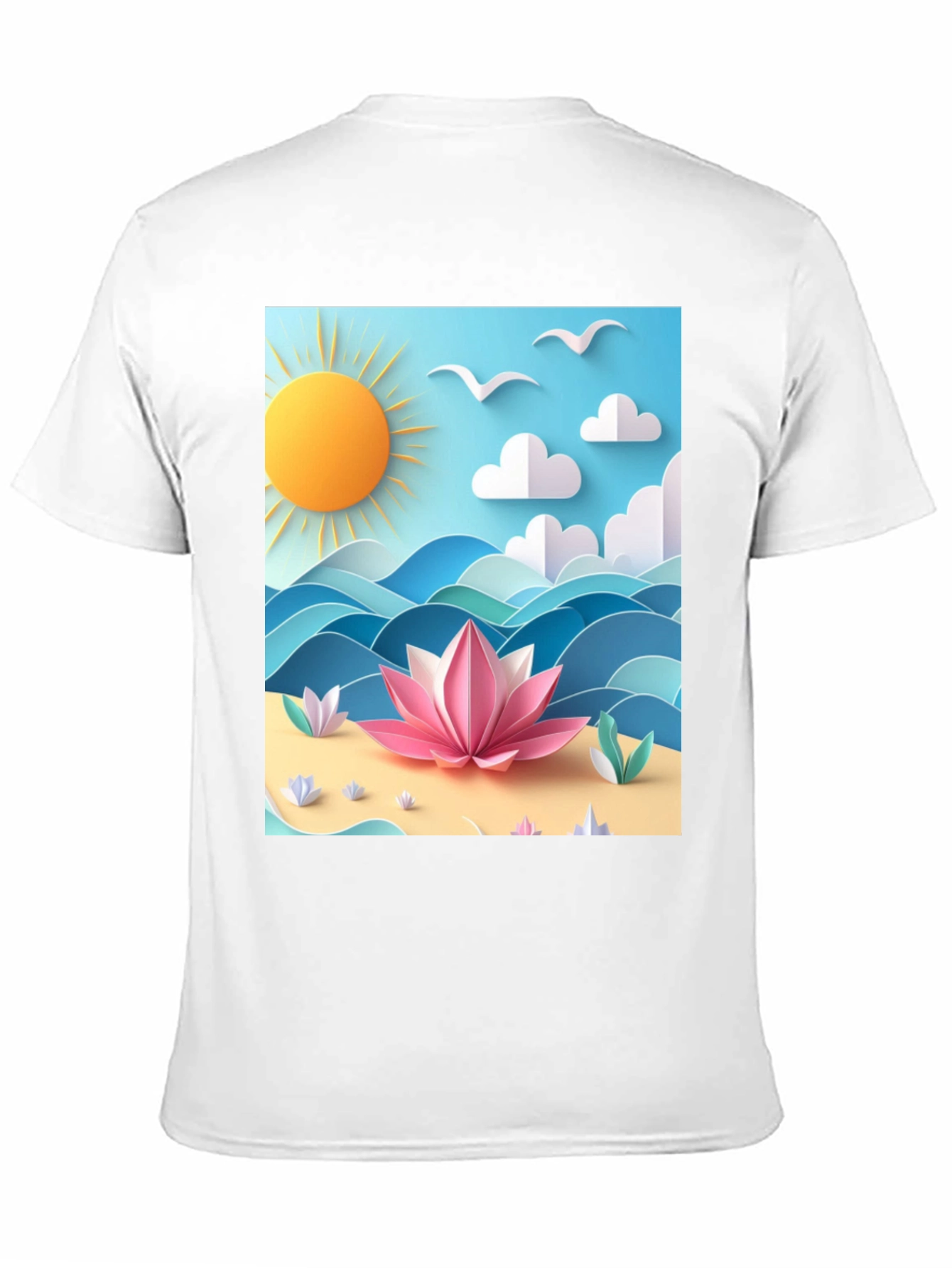 Black Black Tee with Beach Lotus Graphic view 11