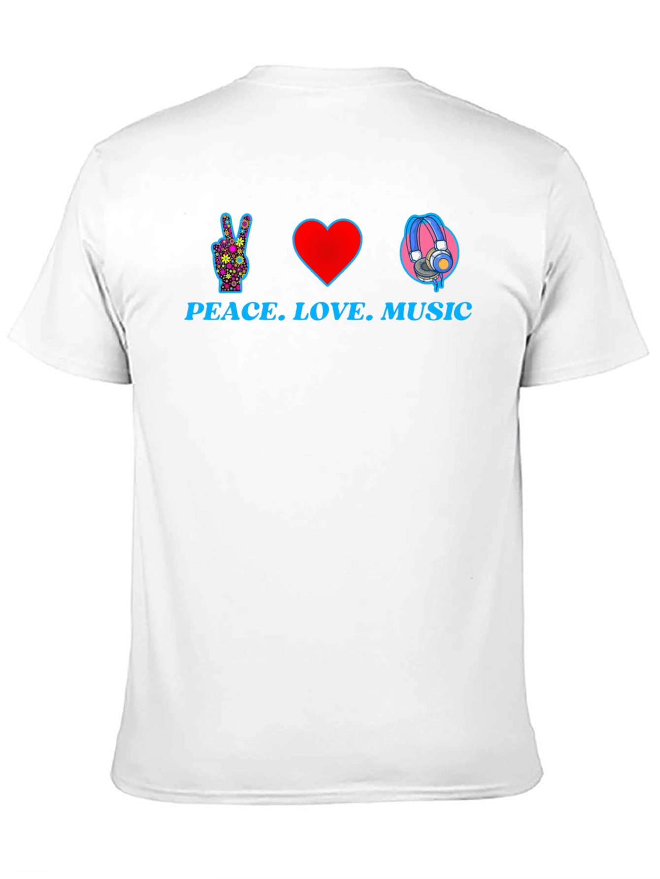 Black Peace Love Music Graphic T-Shirt - Black view 11