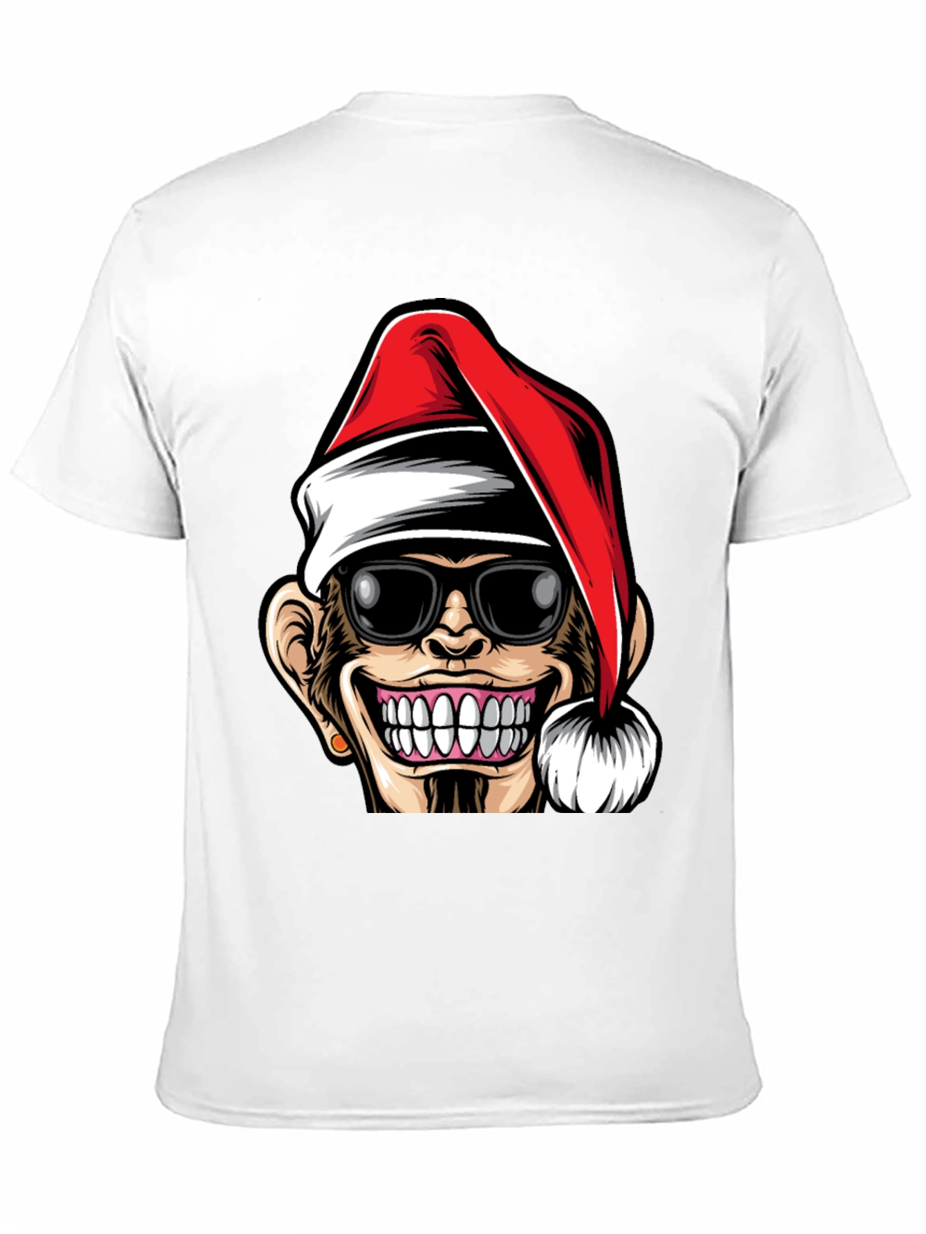 Black Funny Monkey Santa Hat T-Shirt view 11