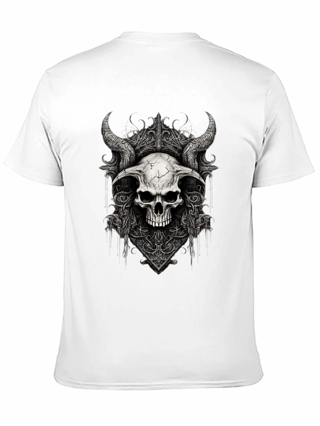 Black Black Skull Horns Graphic Tee view 11