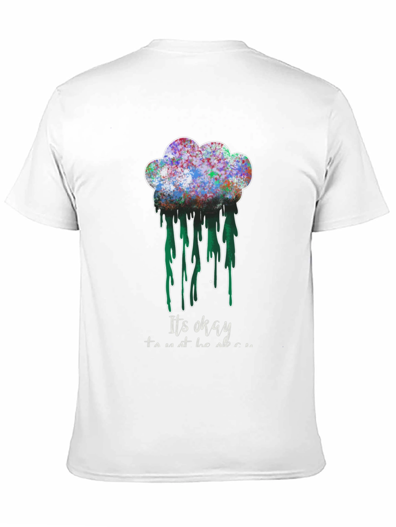 Black It's Okay T-Shirt - Colorful Cloud Design view 11