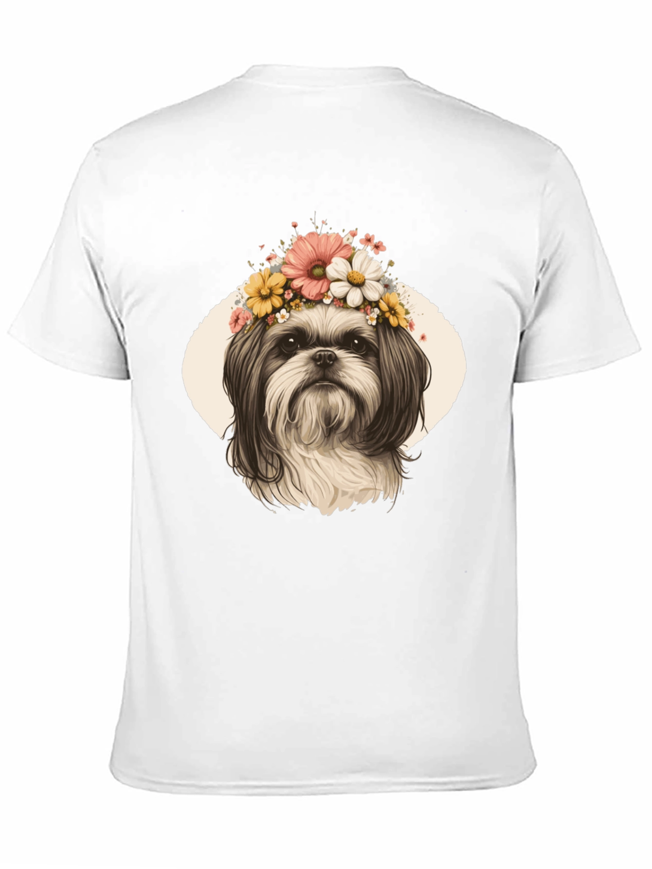 Black Dog with Flower Crown Graphic T-Shirt view 11