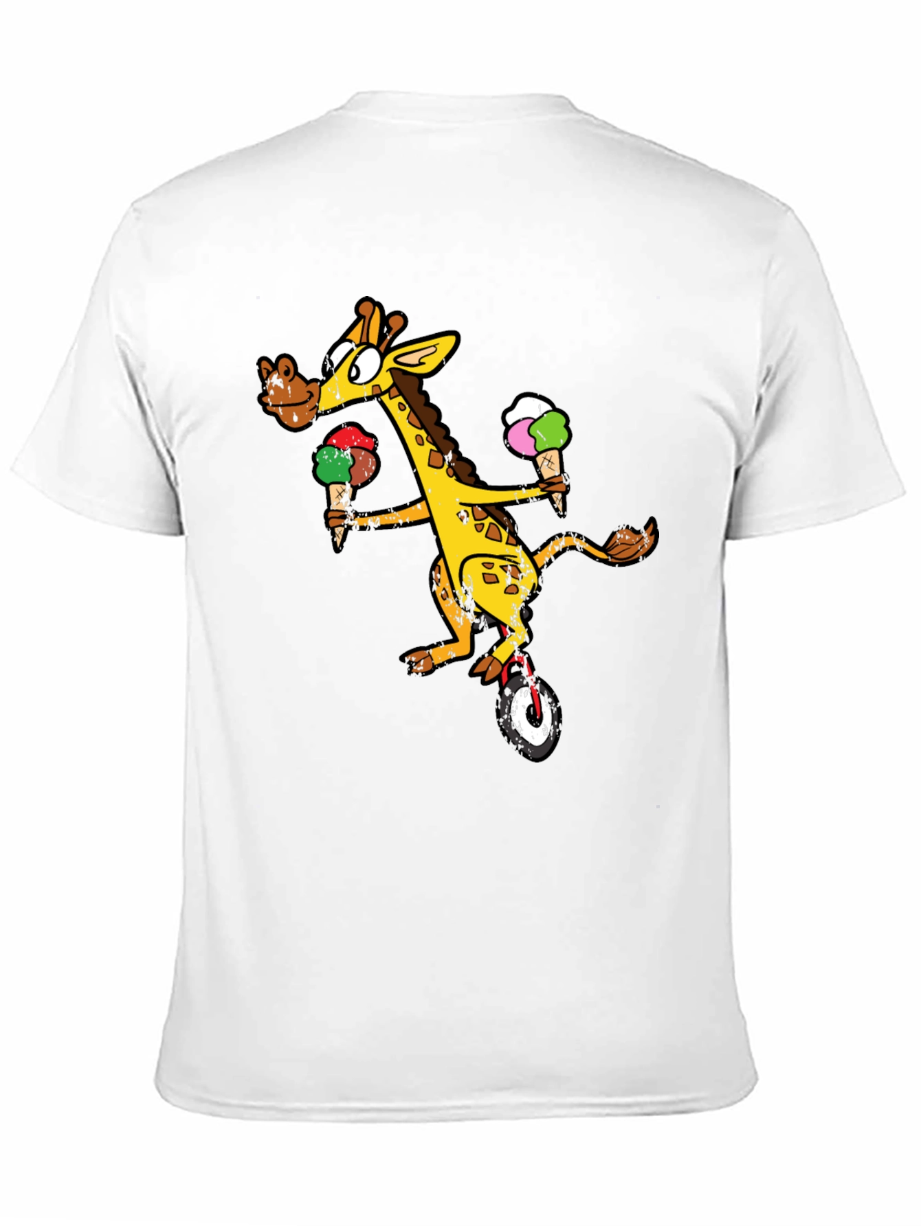Black Giraffe On Unicycle T-Shirt view 11
