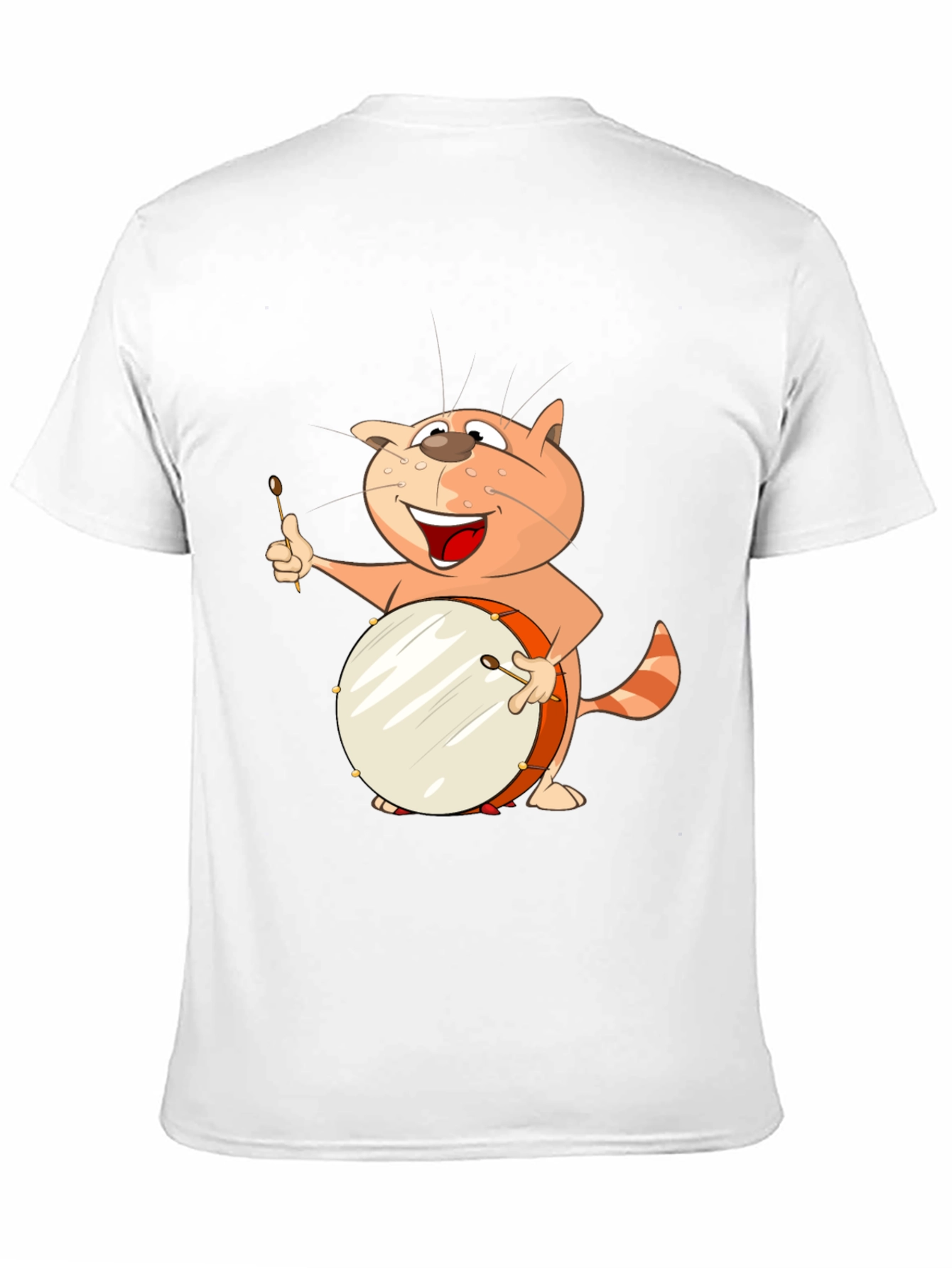 Black Funny Cat Drummer T-Shirt view 11