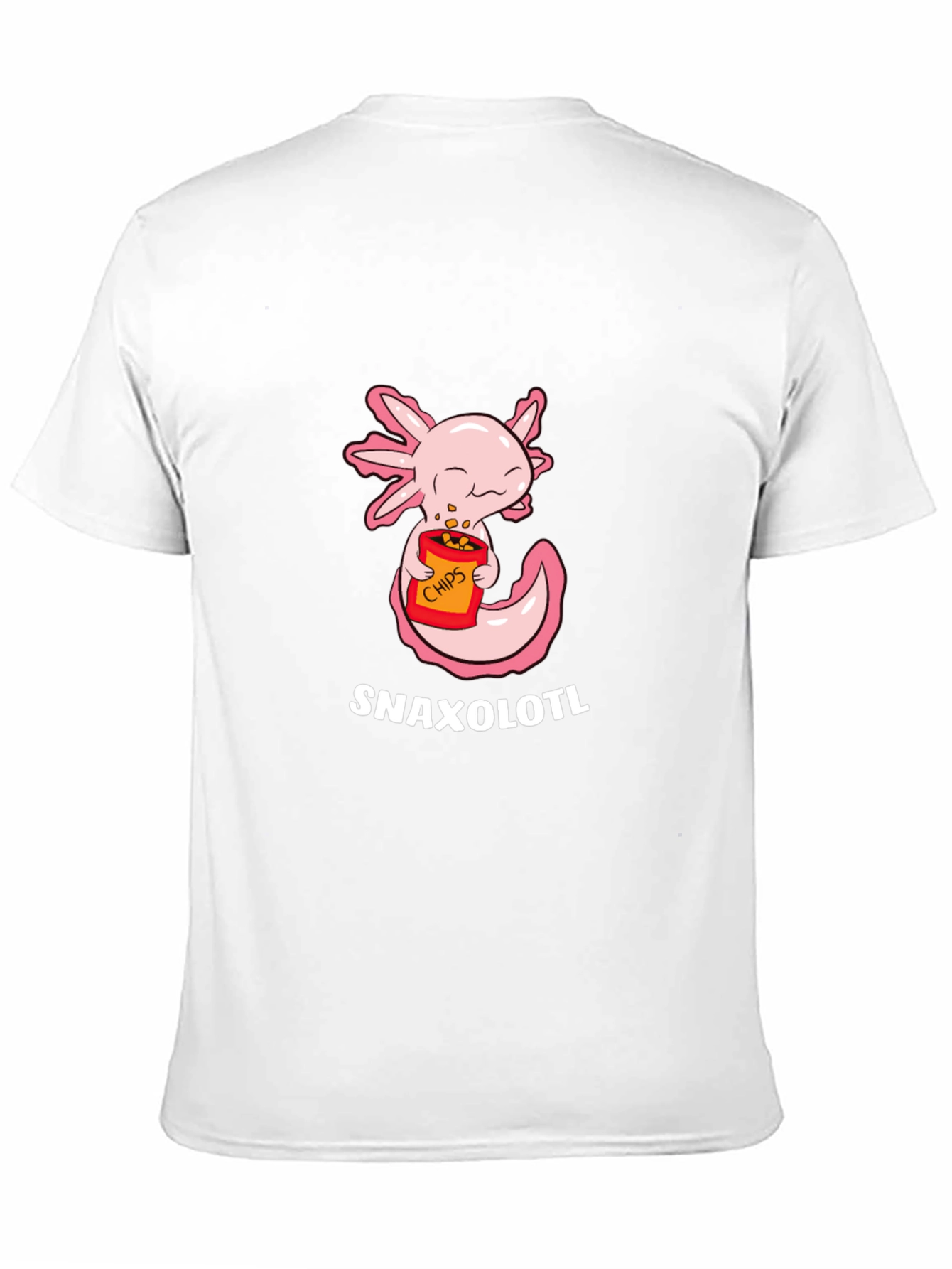 Black Snaxolotl T-Shirt - Cute Axolotl Eating Chips! view 11