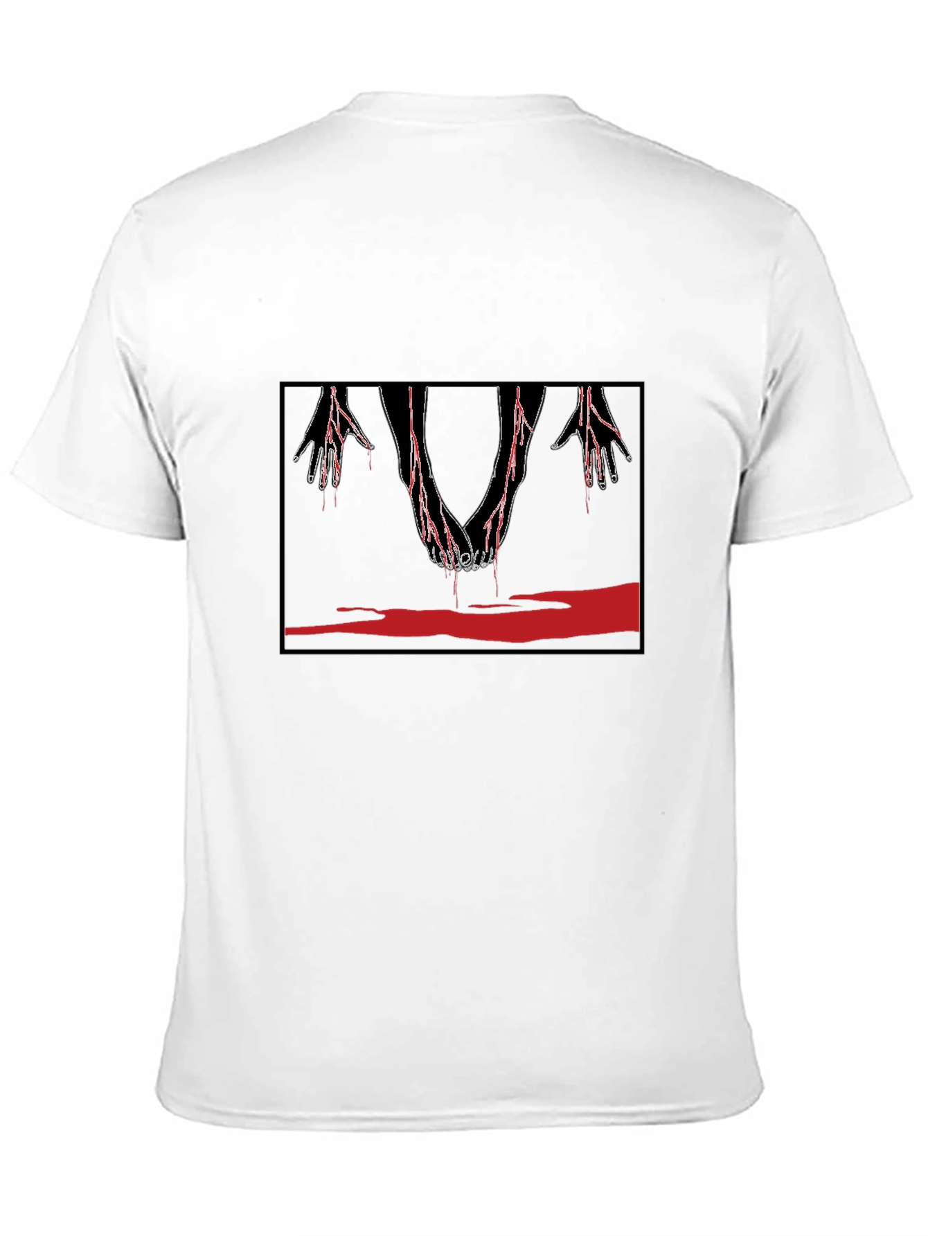 Black Edgy Graphic Tee: Bloody Handshake Design view 11
