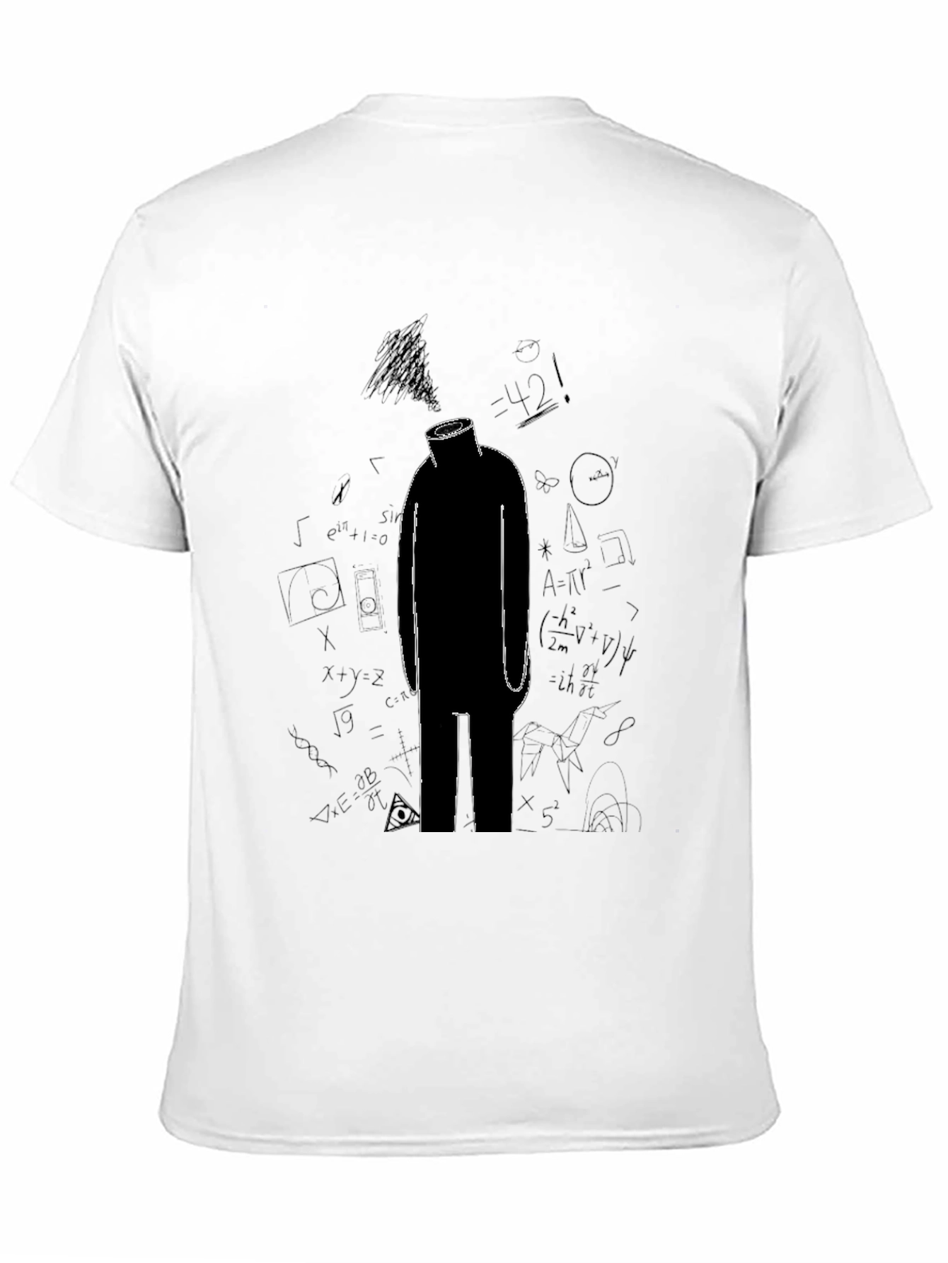 Black Abstract Math T-Shirt - Black Graphic Tee view 11