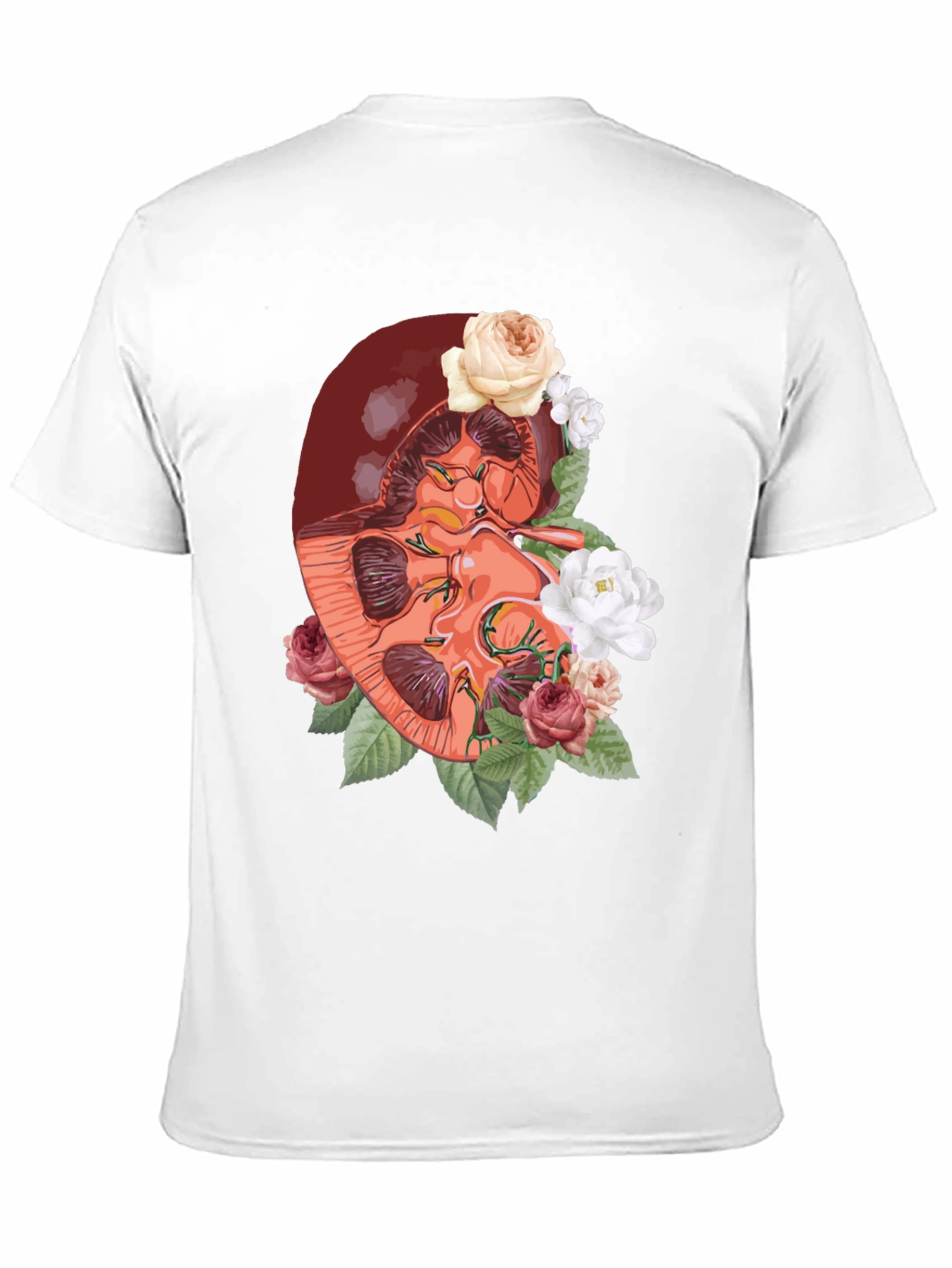 Black Floral Kidney Graphic Tee - Unique Anatomy T-Shirt view 11