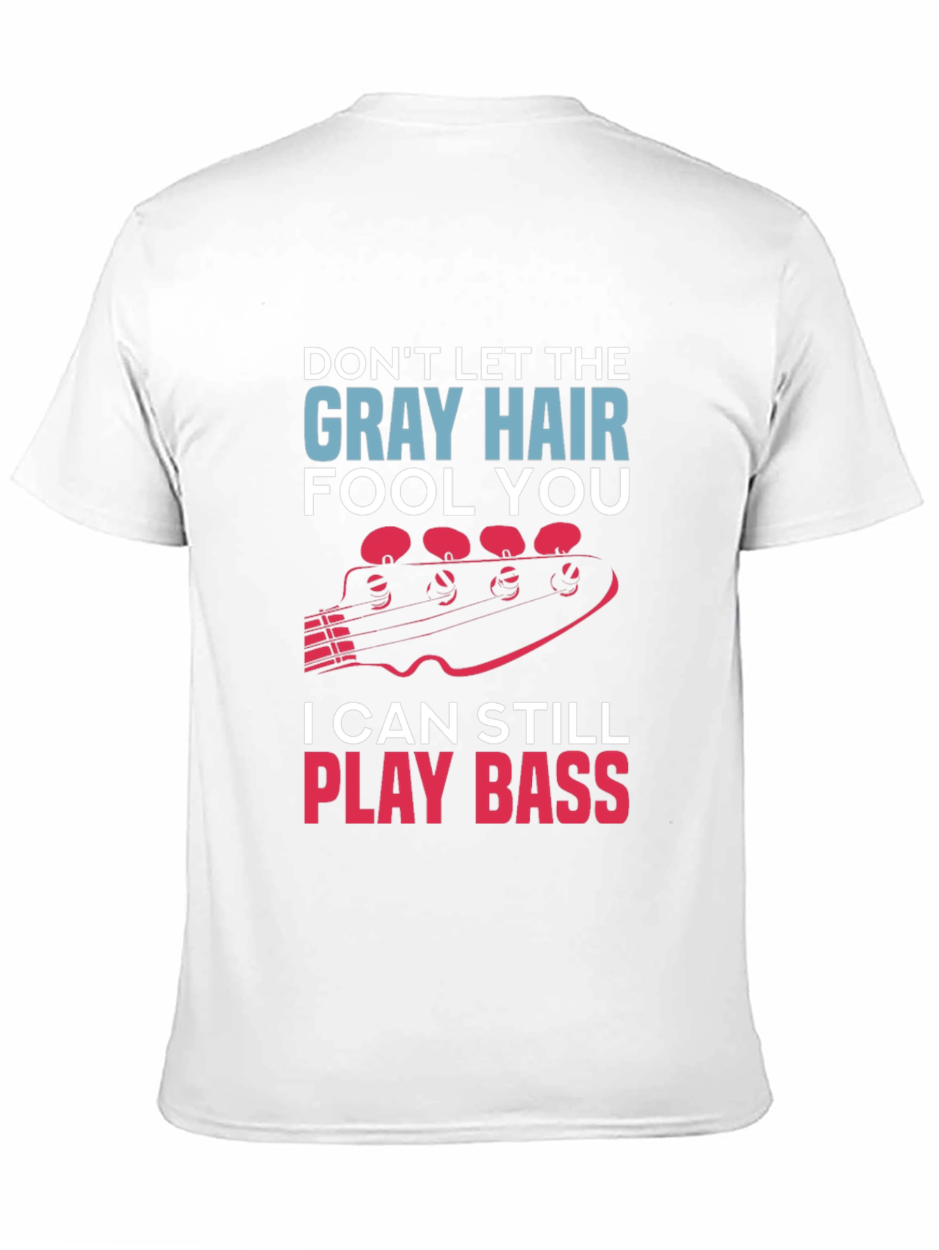 Black Gray Hair Bass Player T-Shirt view 11