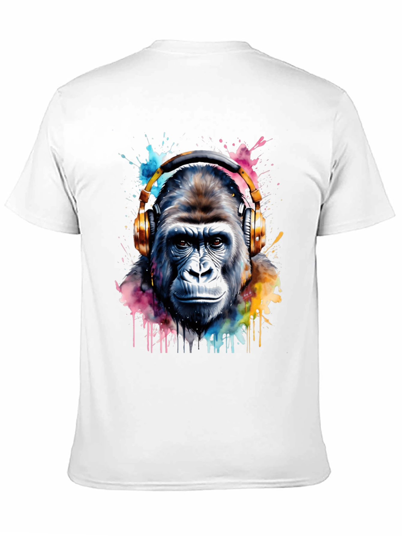 Black Gorilla DJ Tee - Watercolor Ape T-Shirt view 11