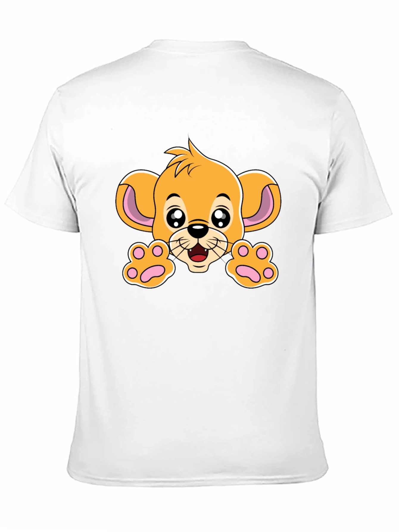 Black Cute Lion Cub Graphic Tee - Black Cotton T-Shirt view 11