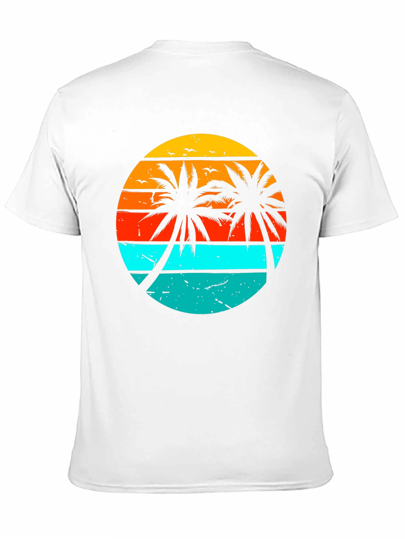 Black Retro Sunset Palm Tree Graphic T-Shirt view 11