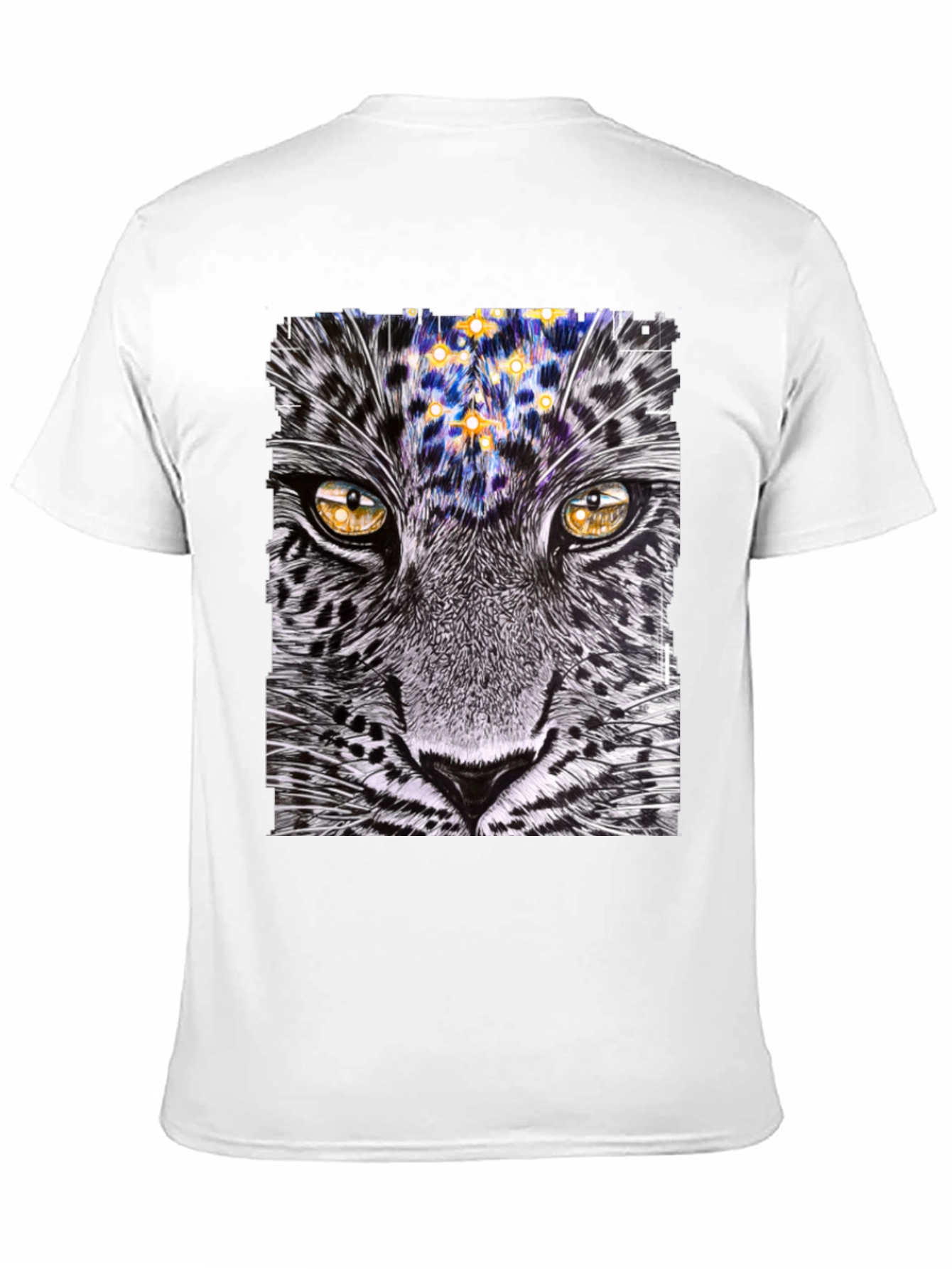 Black Leopard Stargazer Graphic T-Shirt - Unique Animal Print Tee view 11