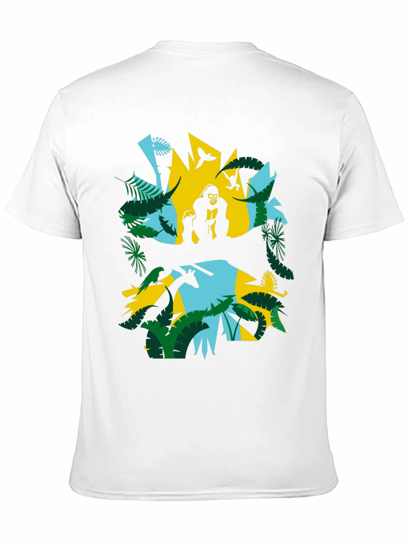 Black Jungle Animal Graphic Print Black T-Shirt view 11