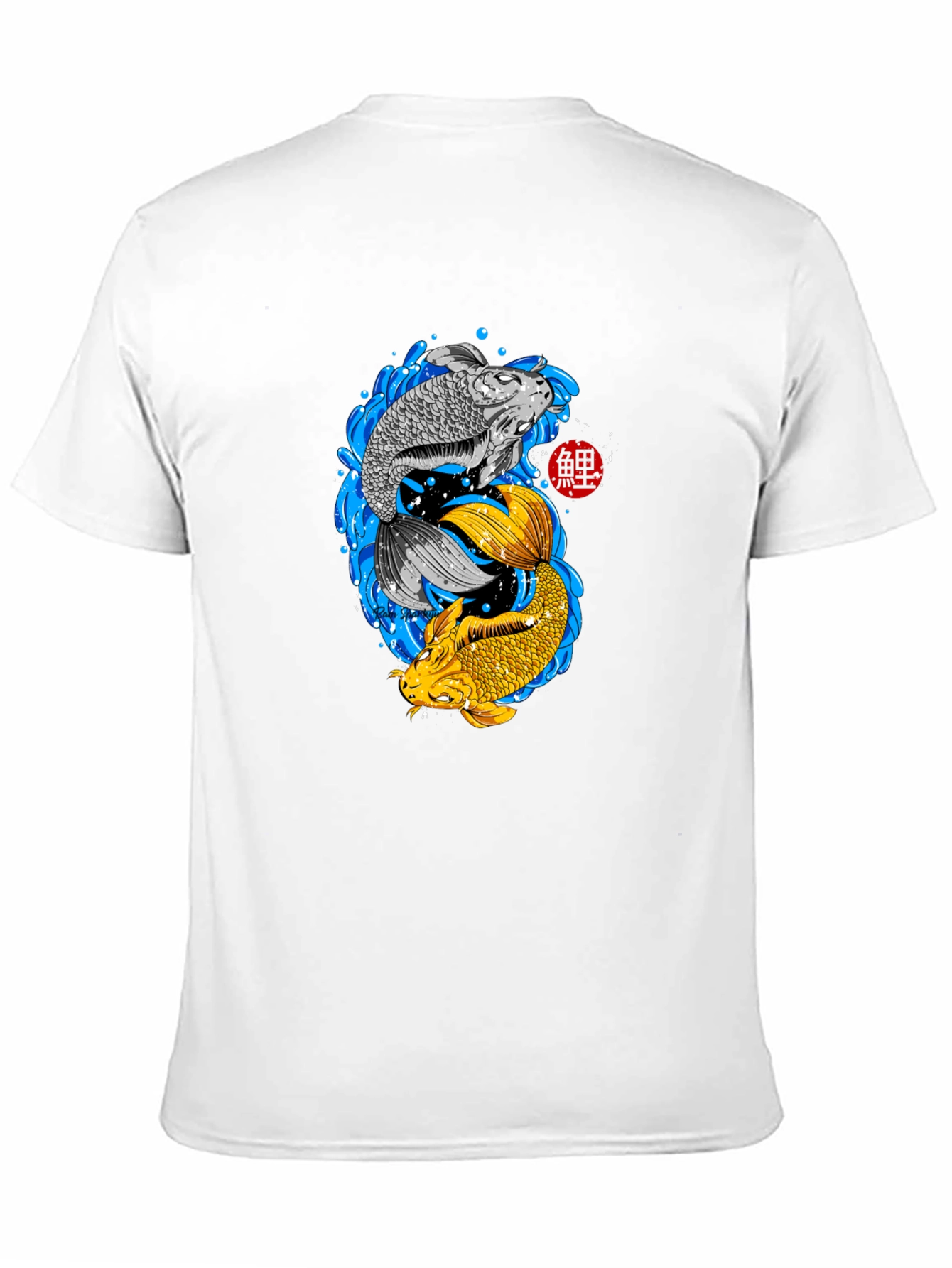 Black Yin Yang Koi Fish Graphic T-Shirt view 11
