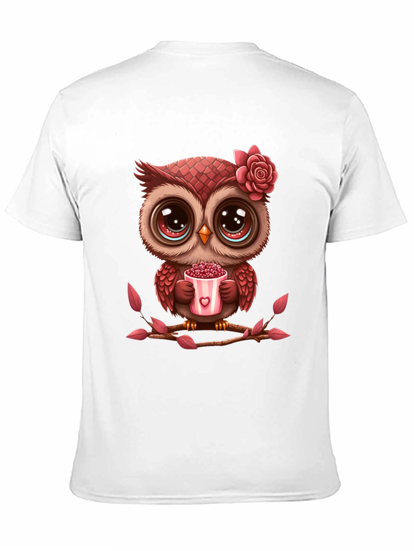 Black Cute Owl Valentine's Day Black T-Shirt view 11
