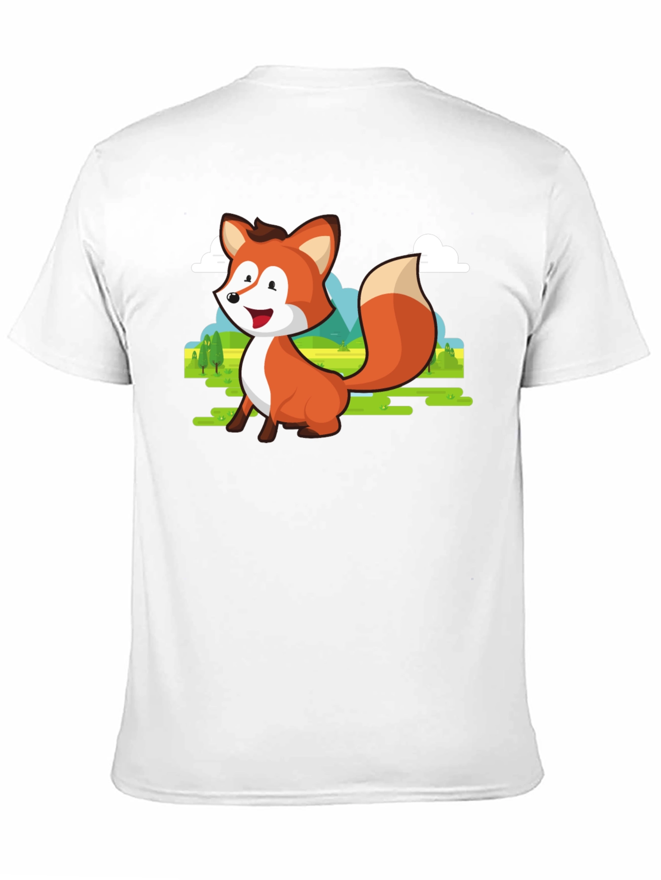 Black Cute Fox Cartoon T-Shirt - Men's Black Tee view 11