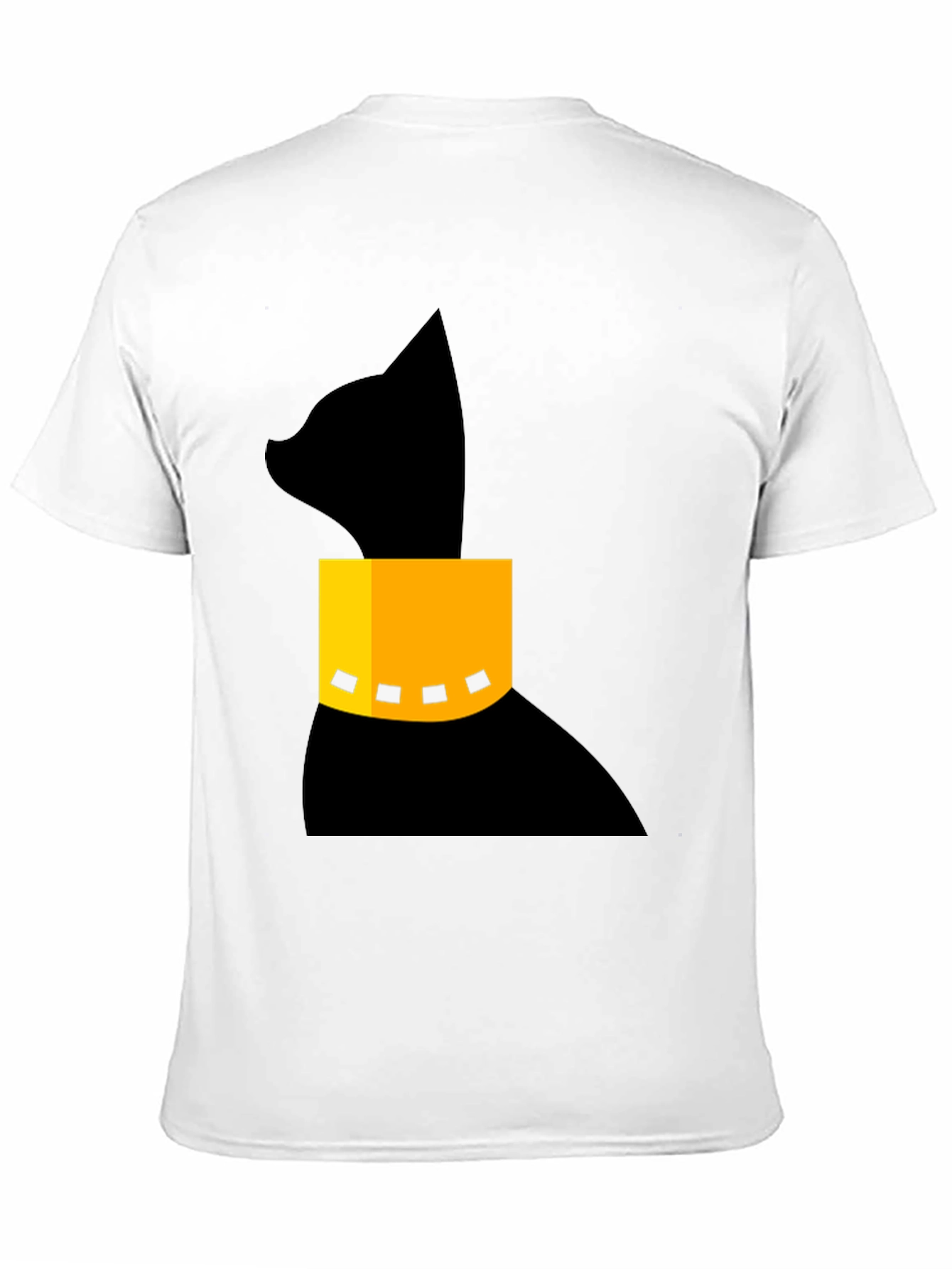 Black Modern Black Cat T-Shirt with Geometric Collar view 11
