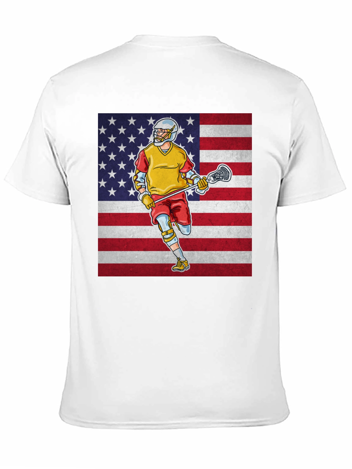 Black American Lacrosse Player Graphic T-Shirt view 11
