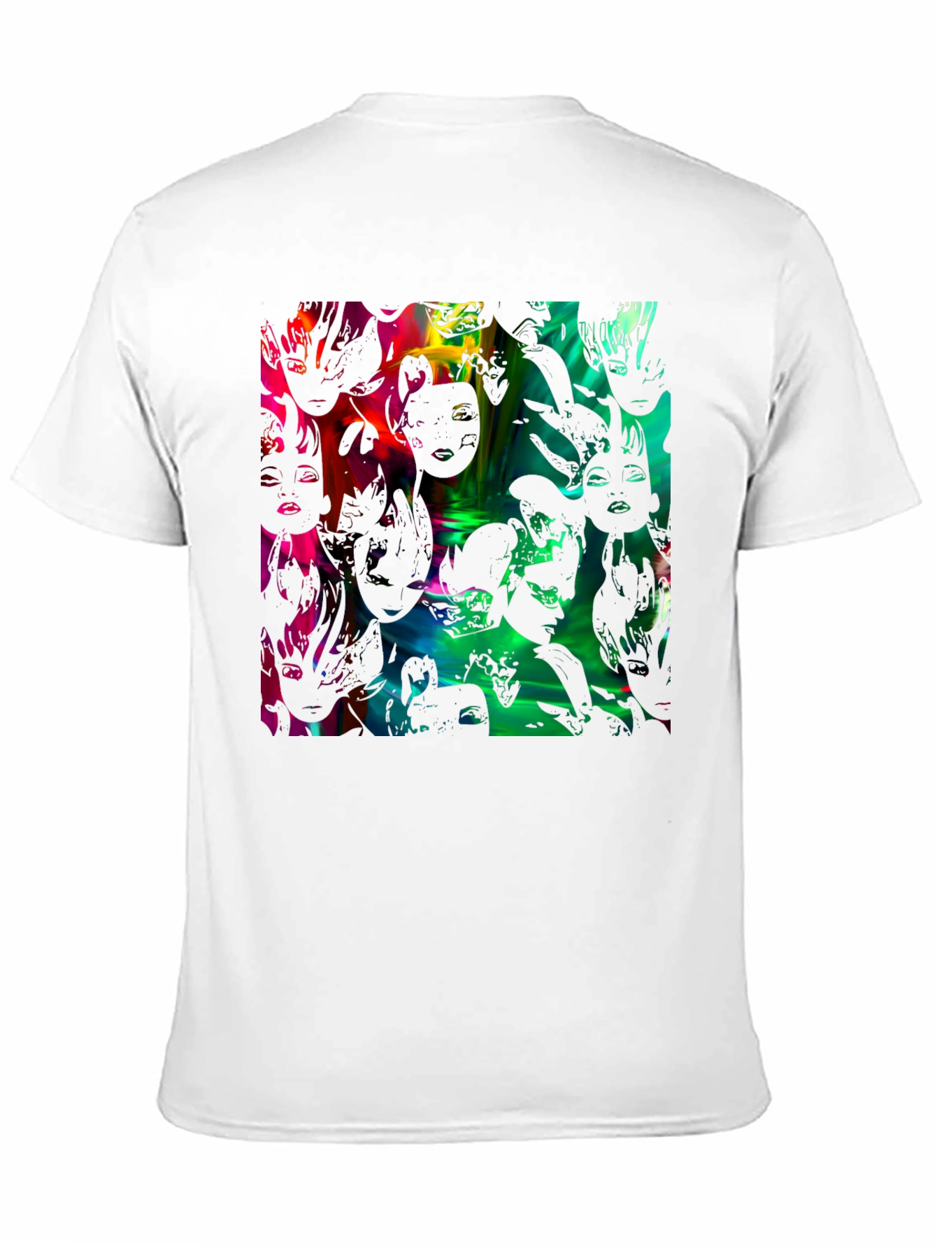 Black Abstract Faces Graphic Black Tee view 11