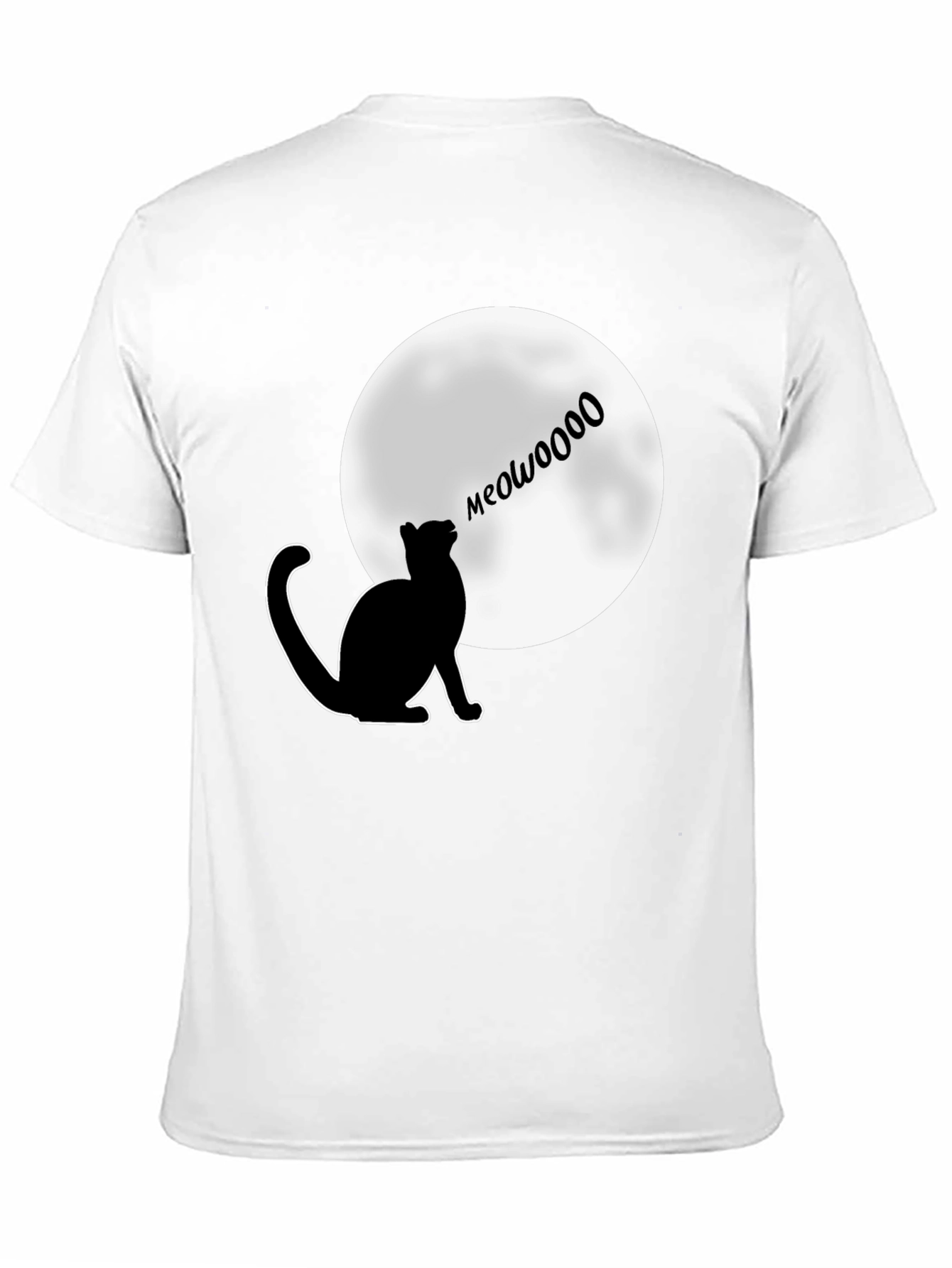 Black Meow at the Moon T-Shirt - Black, Cat Lover Tee view 11