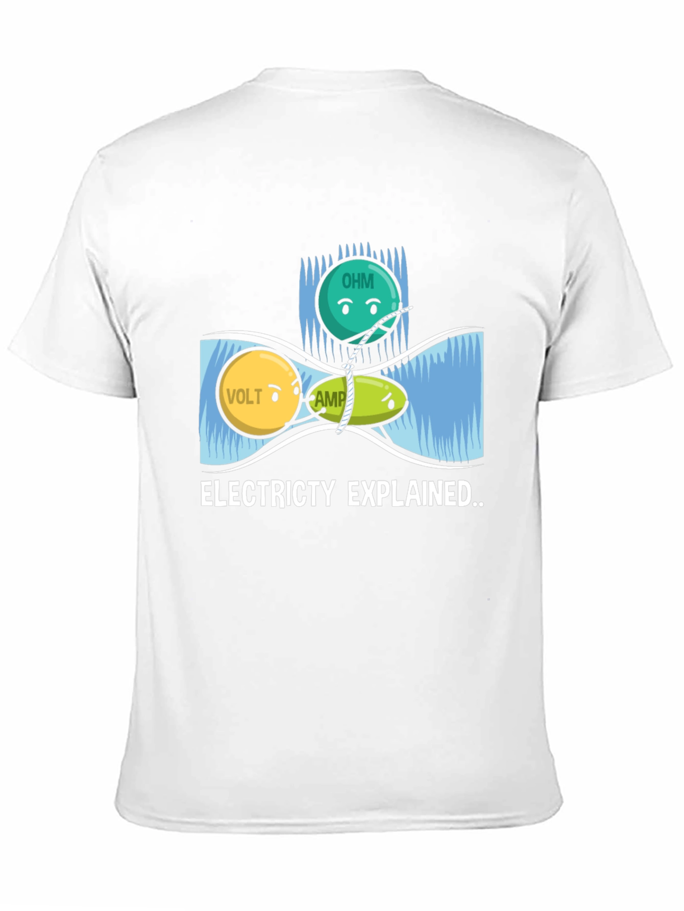 Black Electricity Explained Graphic Tee - Science Humor Shirt view 11
