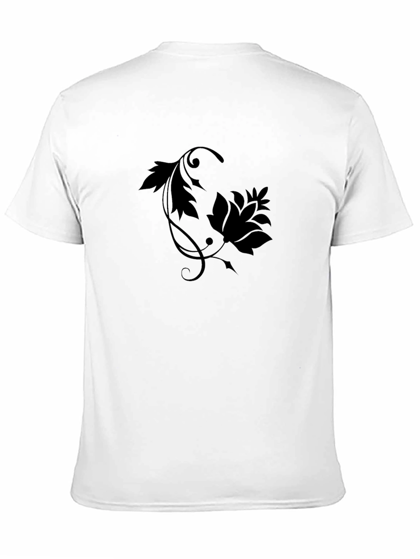 Black Men's Black Tee with Floral Design view 11