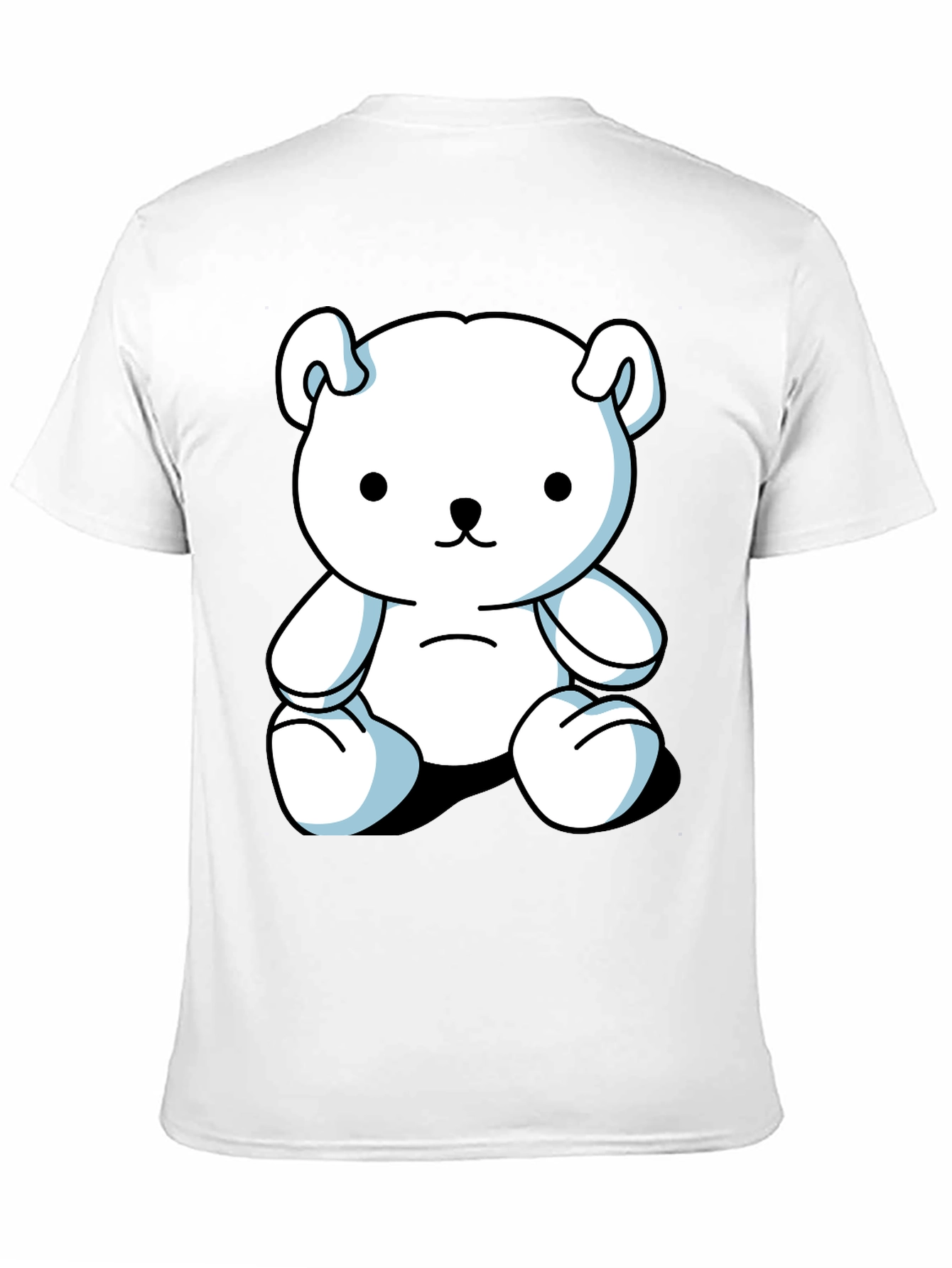 Black Cute Cartoon Bear Graphic Black T-Shirt view 11