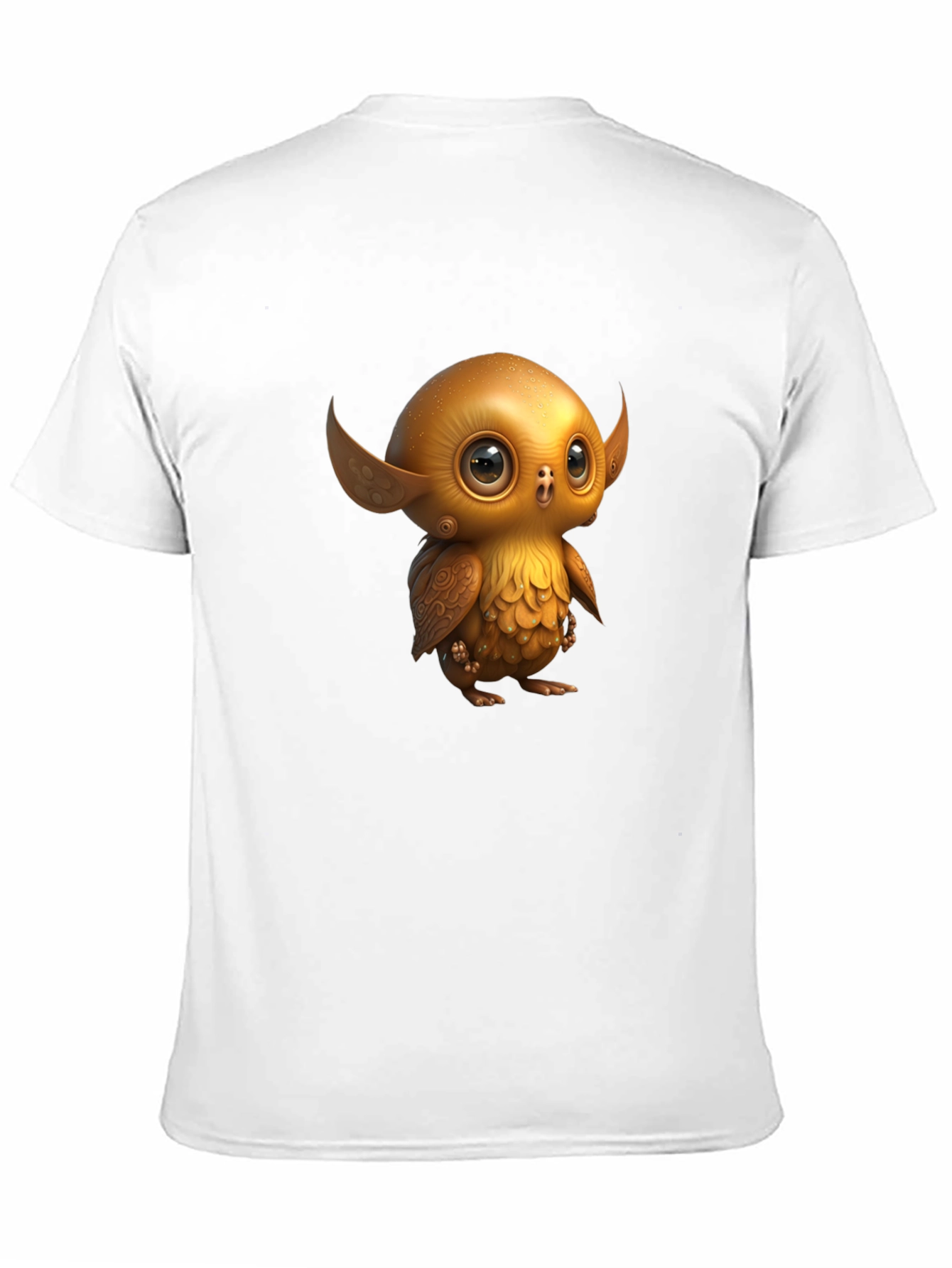 Black Cute Golden Owl Creature Graphic Tee view 11