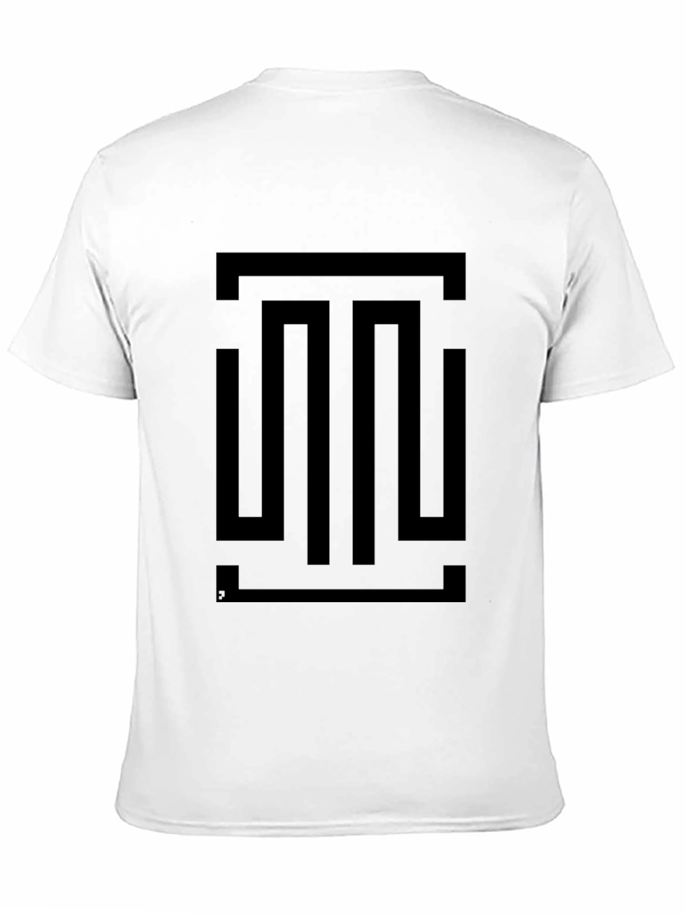 Black Abstract Geometric Graphic Tee - Black Cotton Blend view 11