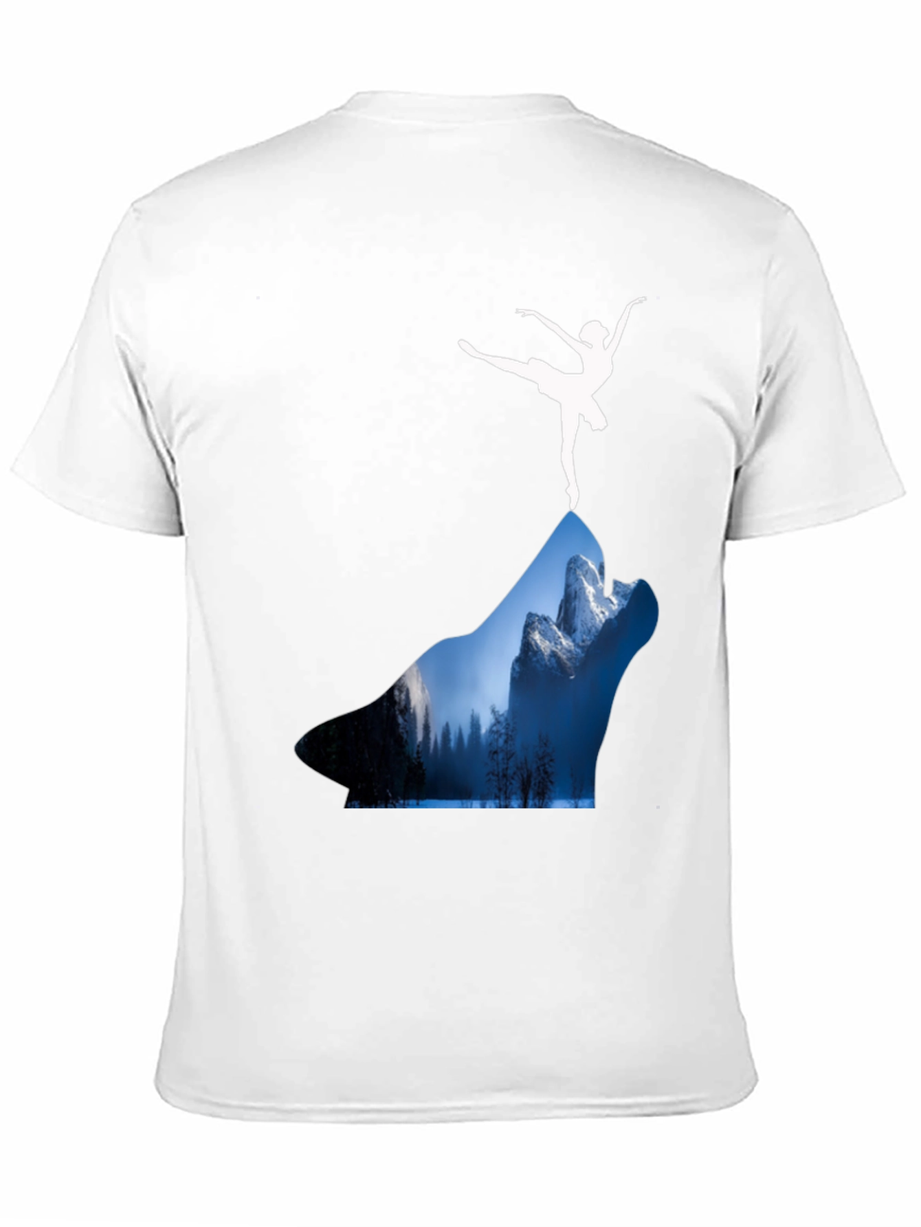 Black Wolf Landscape T-Shirt - Ballerina Design view 11