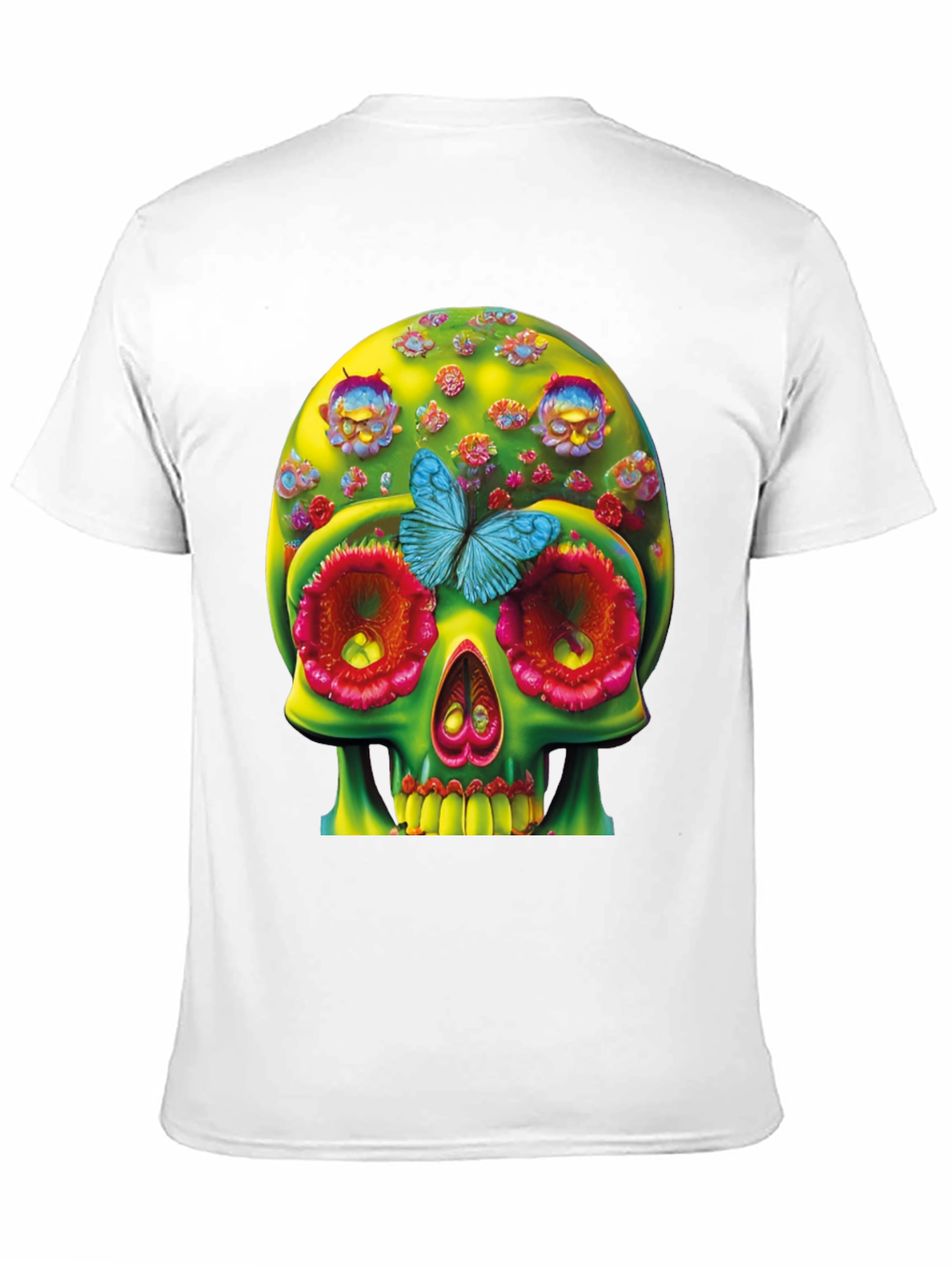 Black Floral Skull T-Shirt - Unique Graphic Tee view 11
