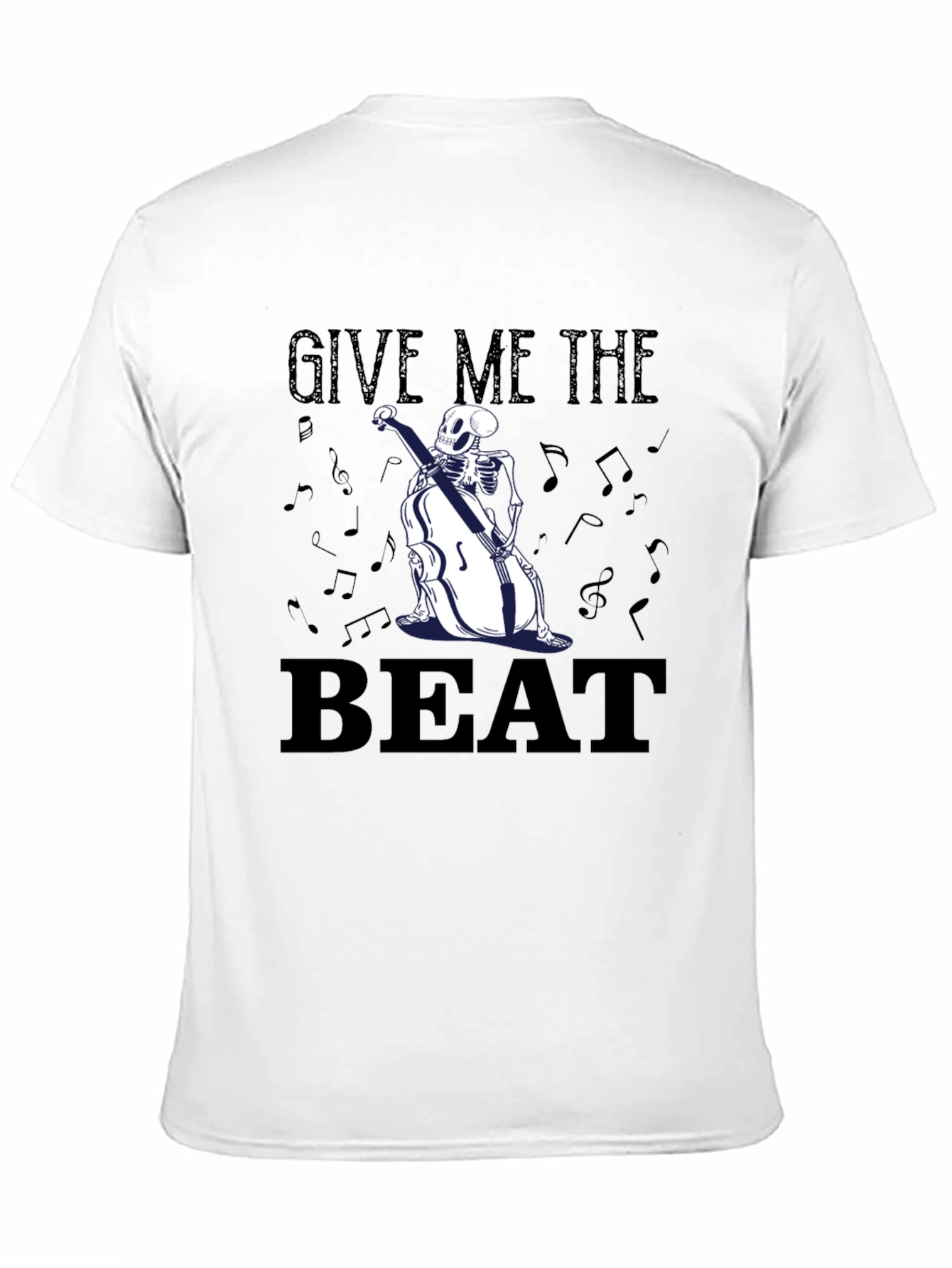 Black Give Me The Beat Skeleton Bassist Graphic T-Shirt view 11