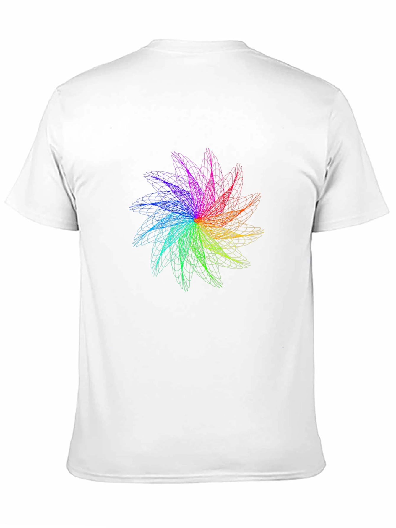 Black Rainbow Fractal Flower Graphic Black T-Shirt view 11