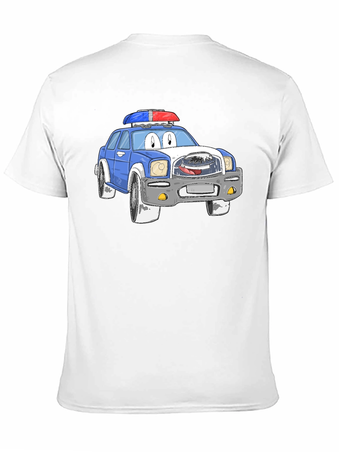 Black Cartoon Police Car Graphic T-Shirt view 11