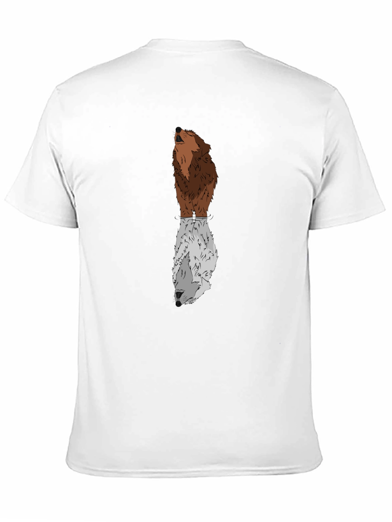 Black Two-Tone Wolf Graphic Tee - Black Cotton Blend view 11