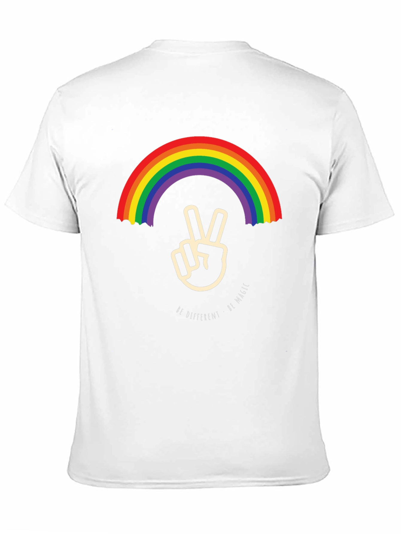 Black Rainbow Peace Sign Graphic Tee - Be Different, Be Magic view 11