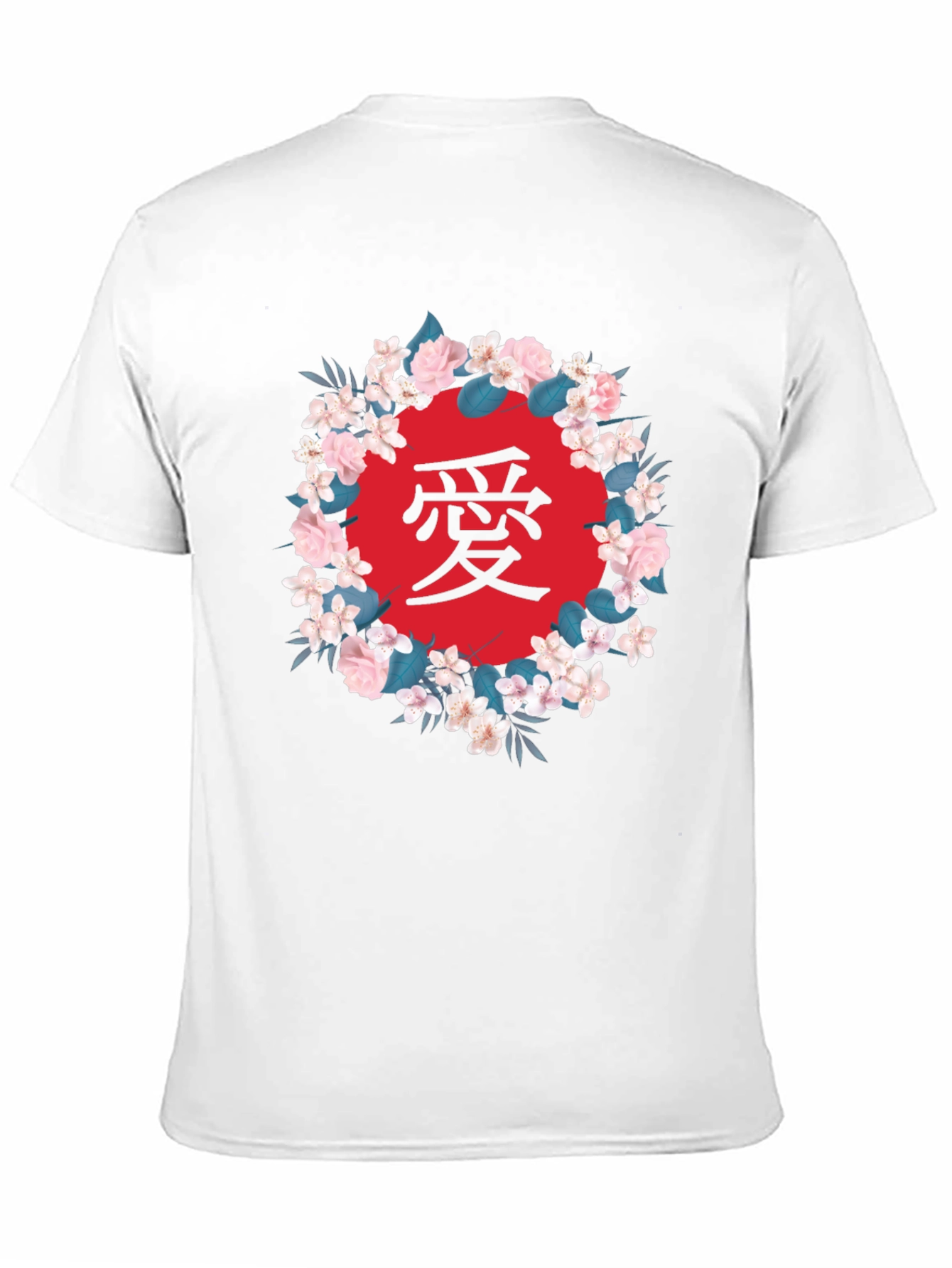 Black Floral Japanese Love Graphic T-Shirt view 11
