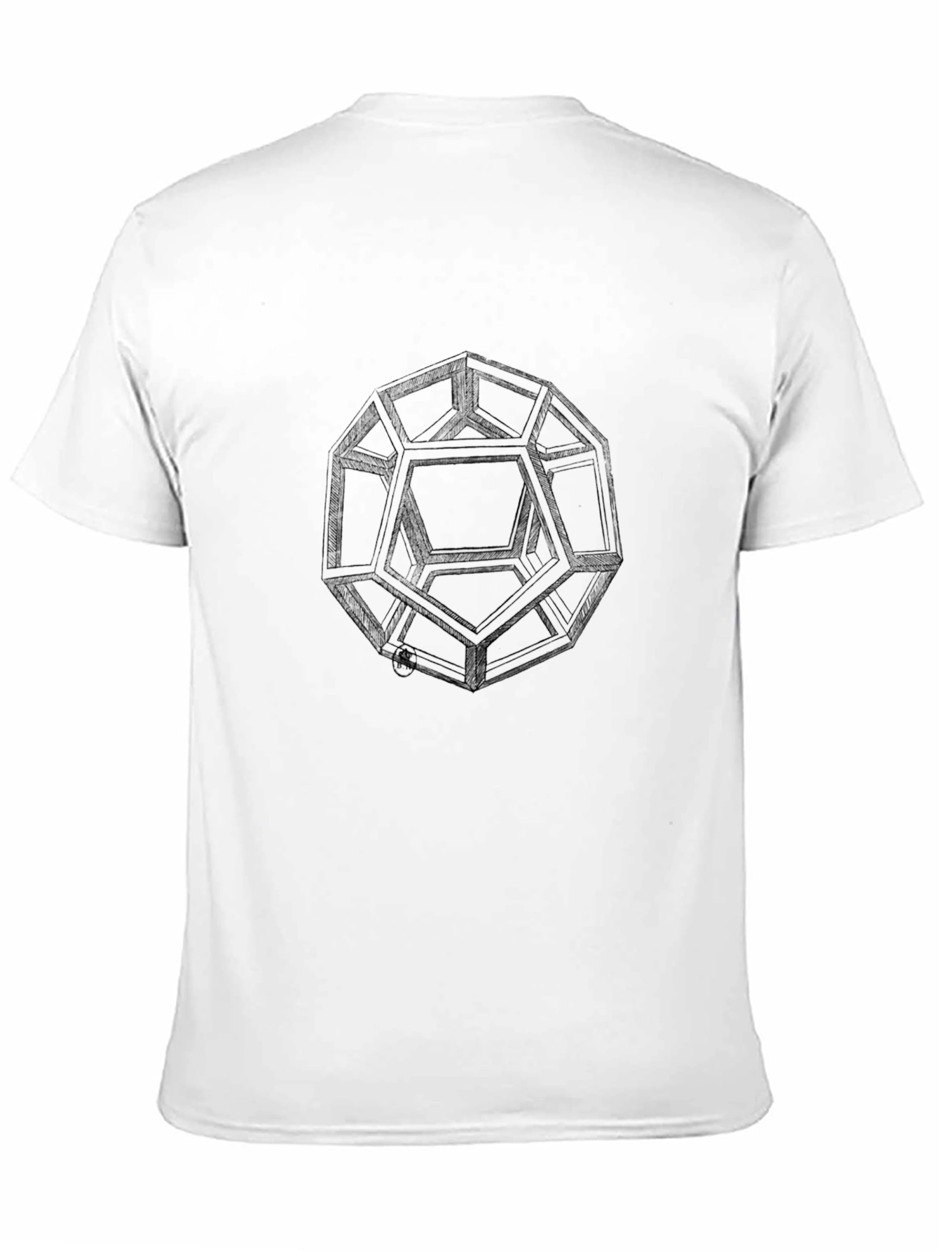 Black Geometric Sketch Tee - Minimalist Black T-Shirt view 11