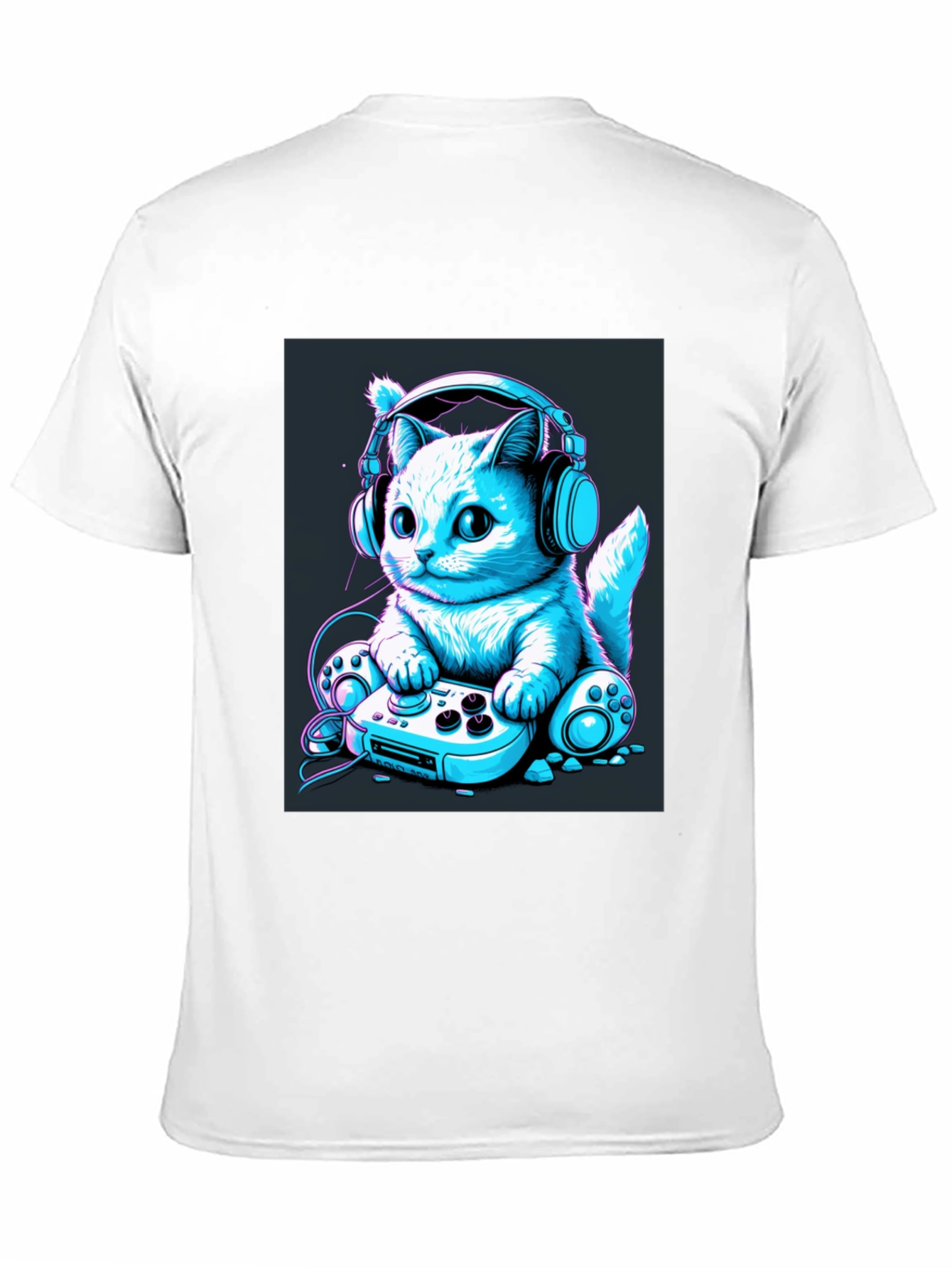 Black Gamer Cat Tee - Cool Graphic T-Shirt view 11