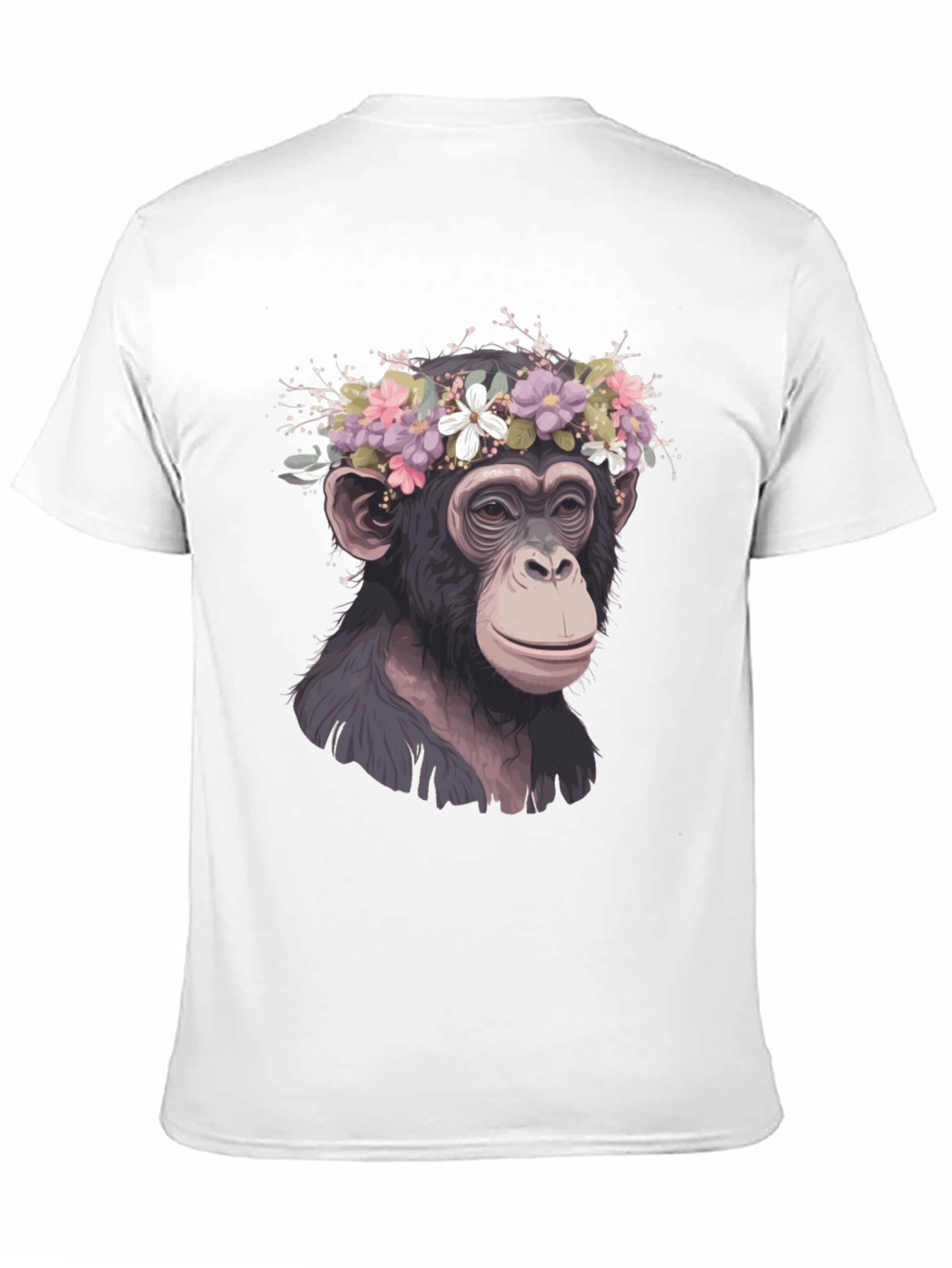 Black Monkey Flower Crown T-Shirt - Artistic Animal Tee view 11
